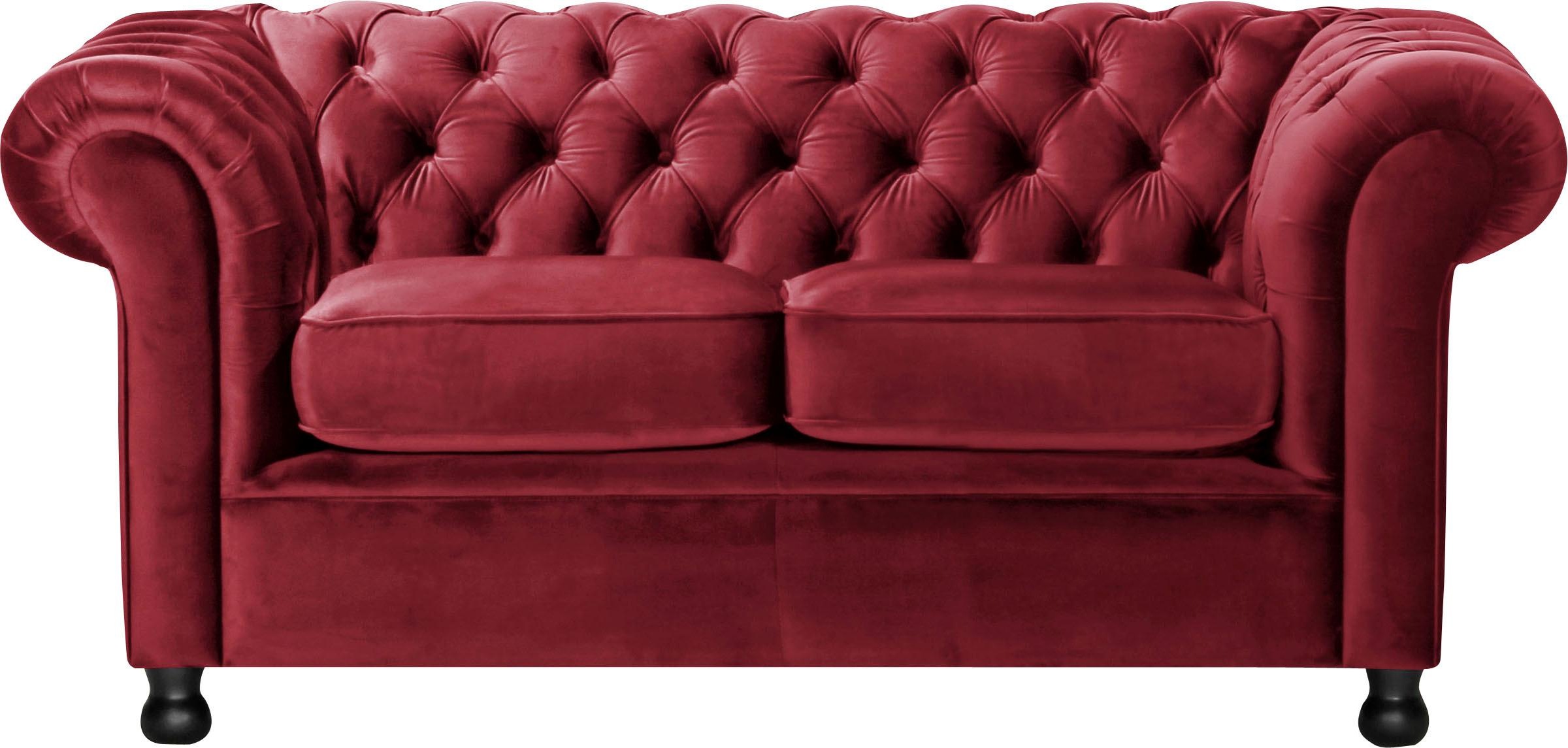 Home affaire Chesterfield-Sofa "Chesterfield Home 2-Sitzer" mit edler Knopf günstig online kaufen