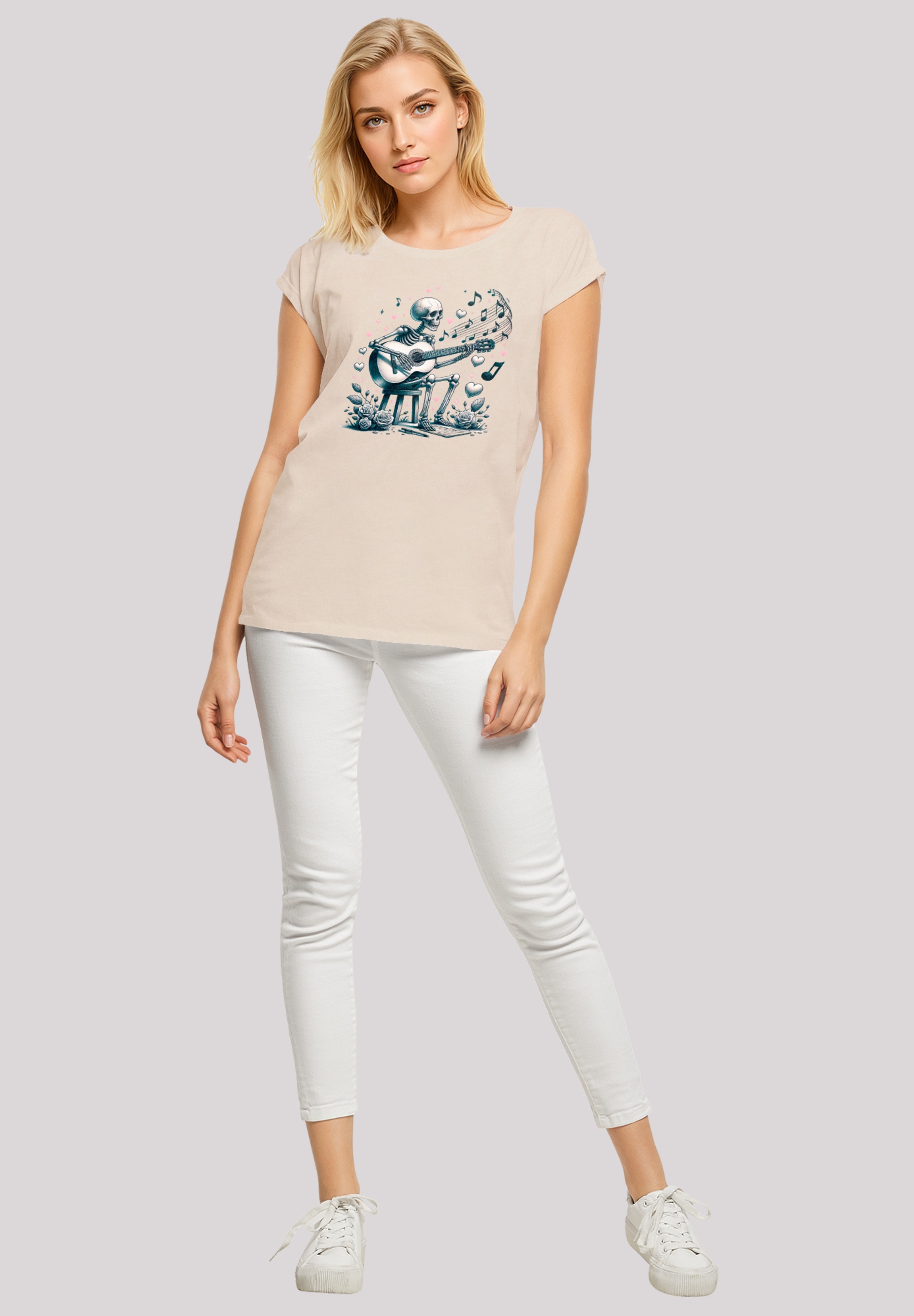 F4NT4STIC T-Shirt »Skelett spielt Gitarre, Musik, Liebe«, Premium Qualität