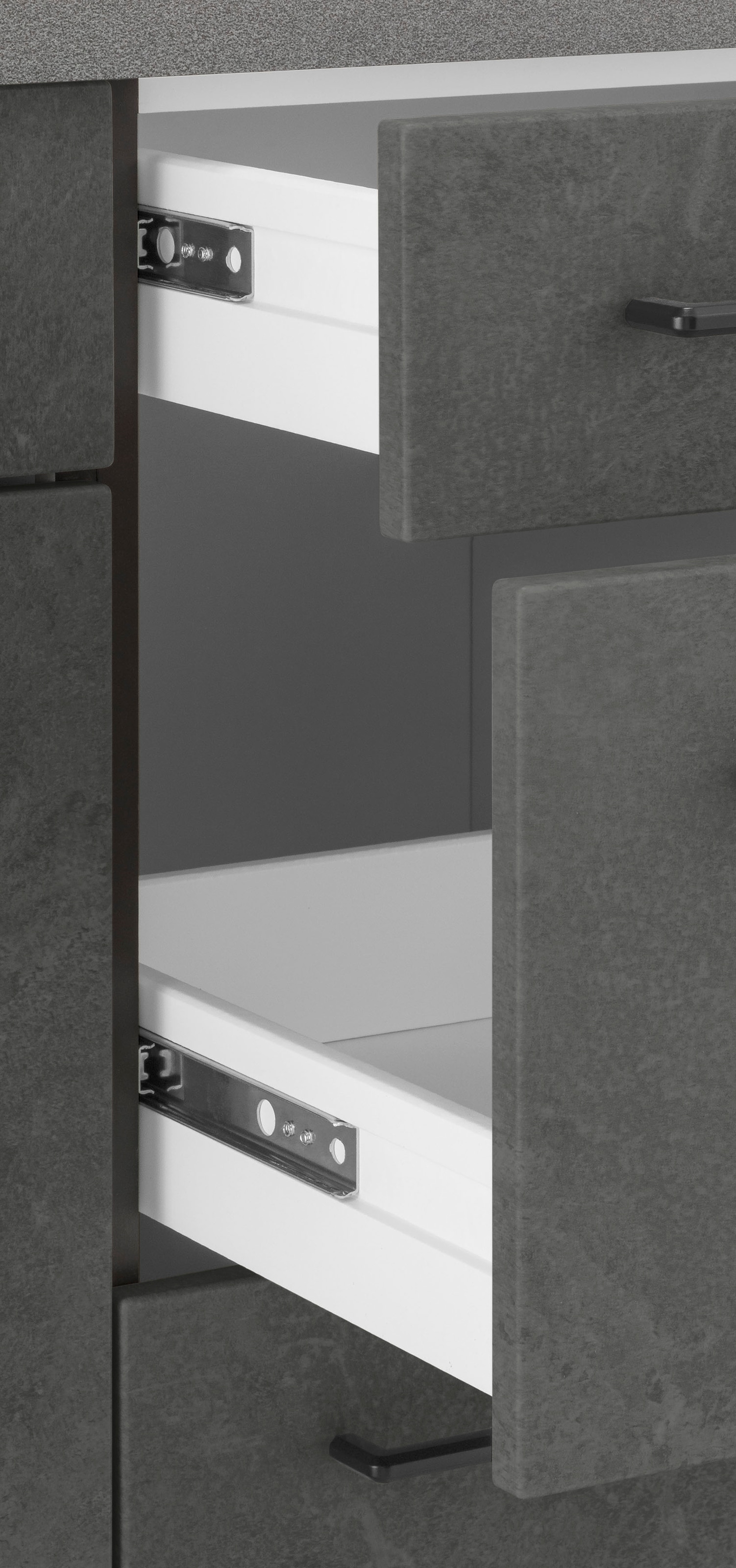 KOCHSTATION Küchenzeile »KS-Tulsa«, mit E-Geräten, Breite 380 cm, schwarze Metallgriffe, MDF Fronten