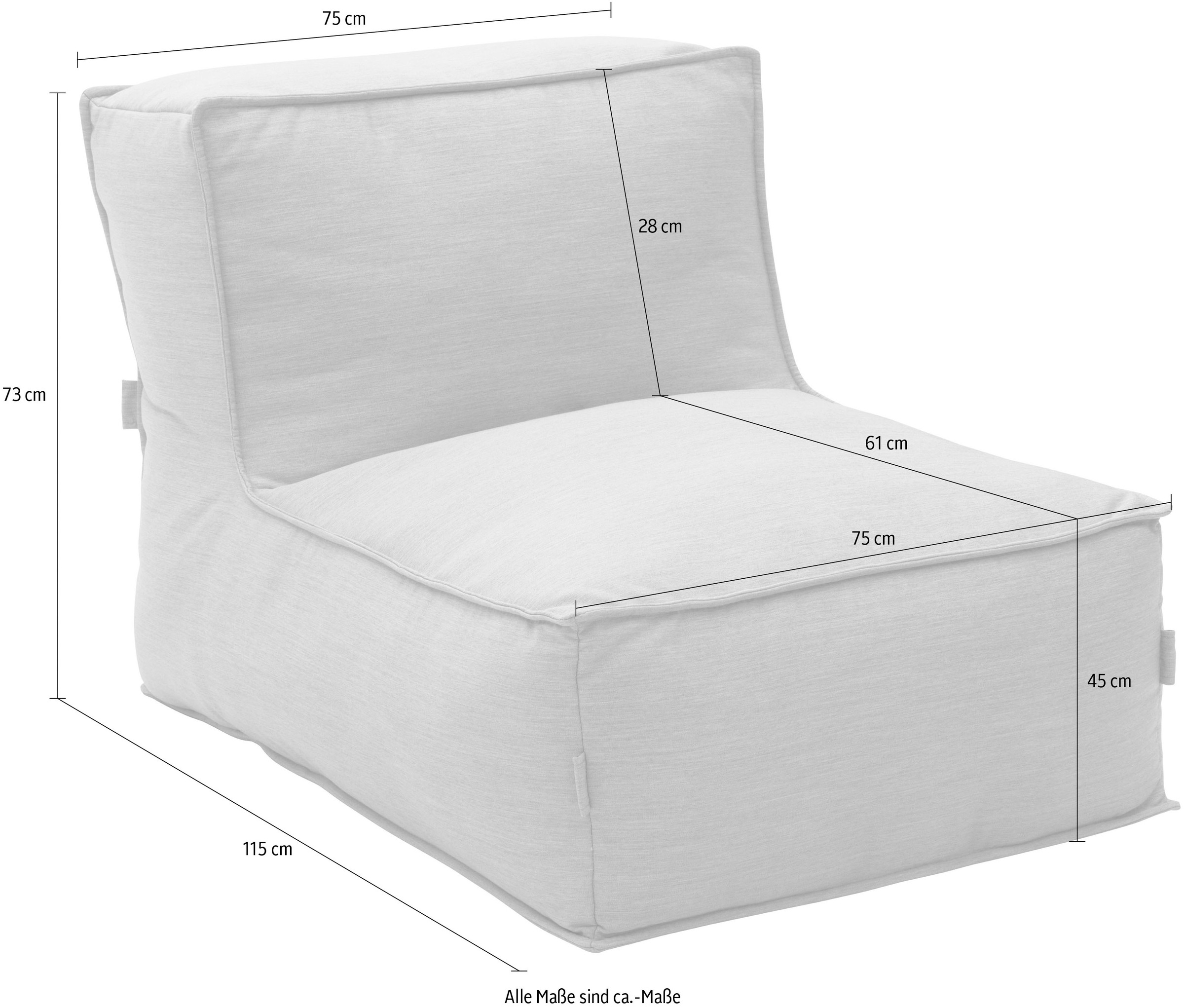 DOMO collection Sofaelement »Fiu: einfach aufblasbar, für Camping, Garten, Terrasse, Balkon«, wetterfester Outdoor Sessel 75/115/73 cm, klein verstaubar