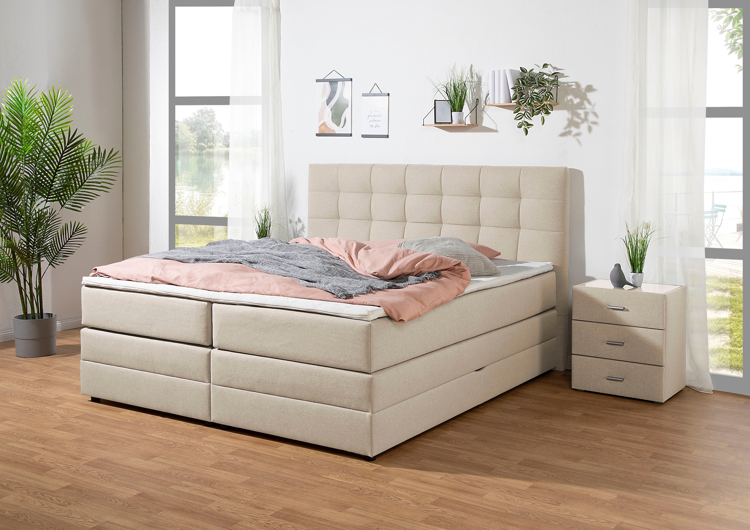 Places of Style Boxspringbett »Ethan«, inkl. Topper und geräumigen Bettkasten erhältlich in H2, H3 und H4