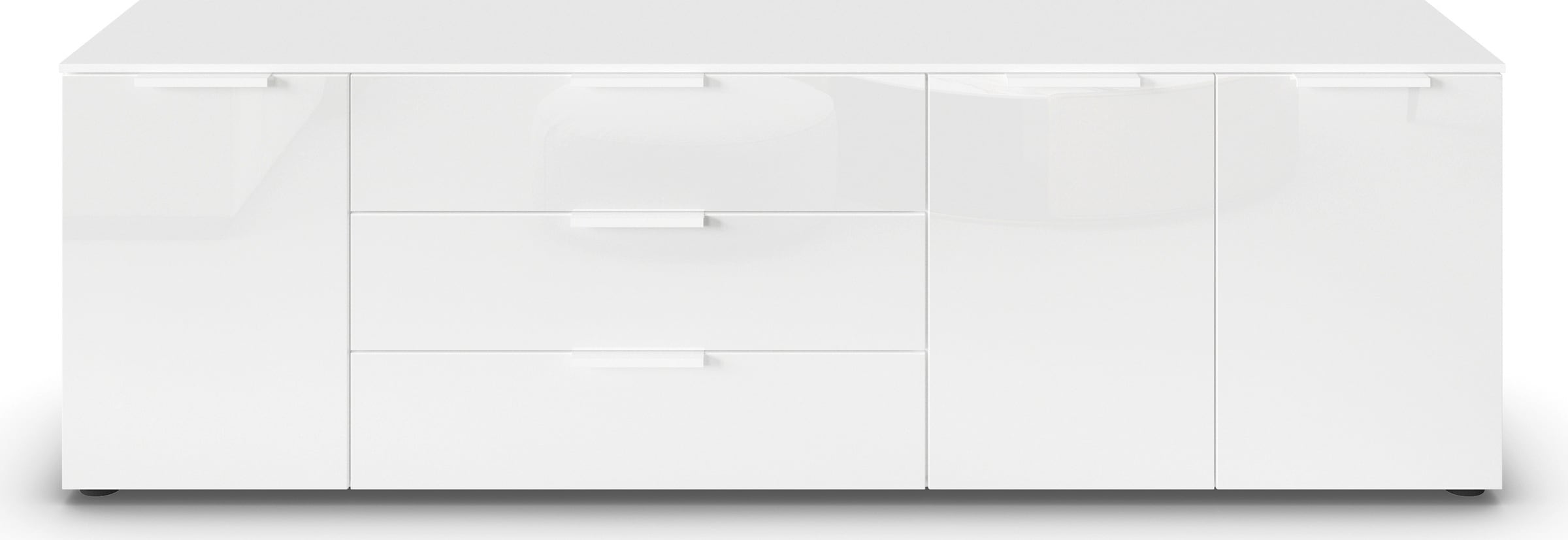 rauch Kombikommode »Kommode Türkommode Sideboard Kombikommode FLIPP mit Glasfront«, (Breite 200 cm mit 2 Einlegeböden), 3-türig mit 3 Schubladen und Soft-Close-Funktion sowie Glasfront