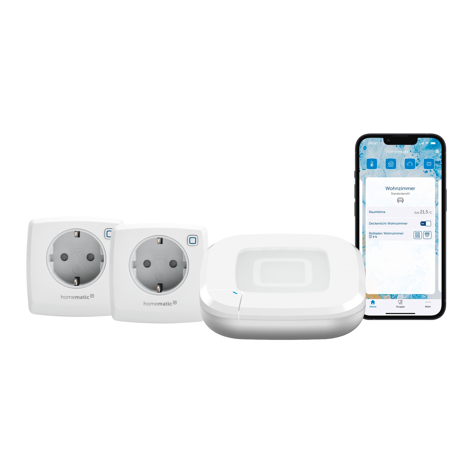 HOMEMATIC IP Funksteckdose "Bundle Access Point + 2x Schaltsteckdose", weiß, B:14,7cm H:17,5cm T:18,9cm, Steckdosenschalter - Kunststoff Einheitsgröße