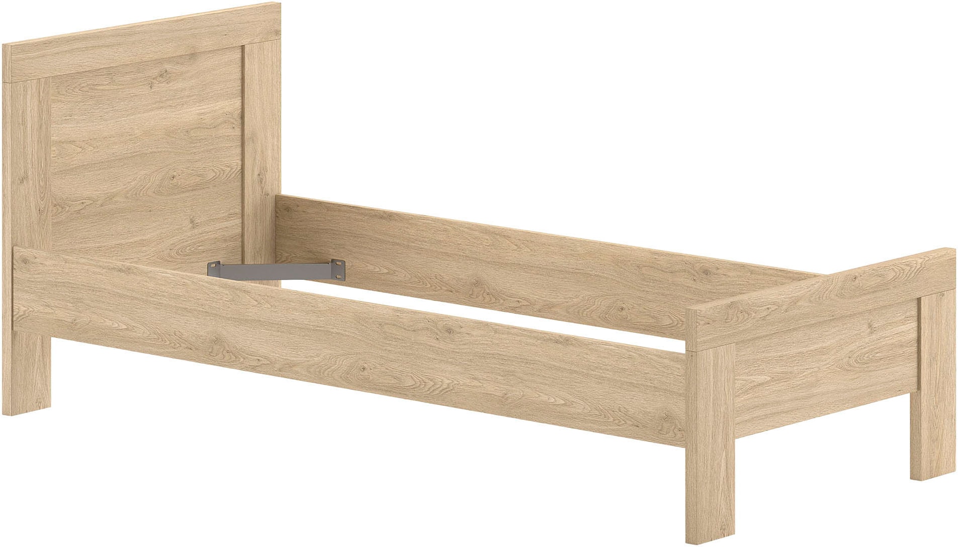 Vipack Jugendzimmer-Set »SAM - Bett und Nachtkonsole, gradliniges Design in wohnlichem Dekor« Schubladen auf Metallauszug bieten Stauraum am Bett, 2 tlg. tlg. die Oberfläche ist pflegeleicht, in der Ausführung Eiche Dekor