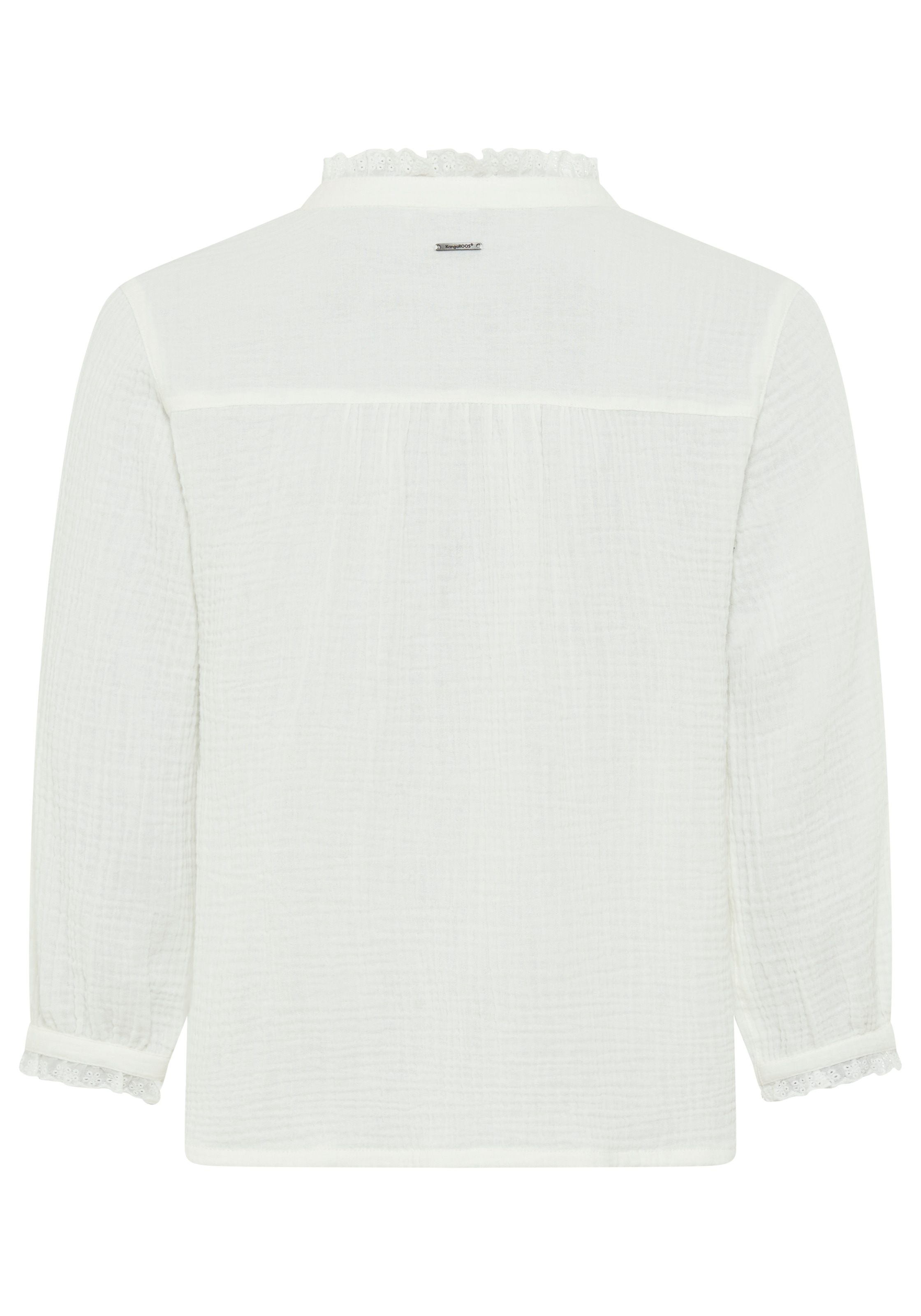 KangaROOS Rüschenbluse hüftlange Bluse, mit 3/4-Ärmeln, mit Rüschen am Ärmelabschluss