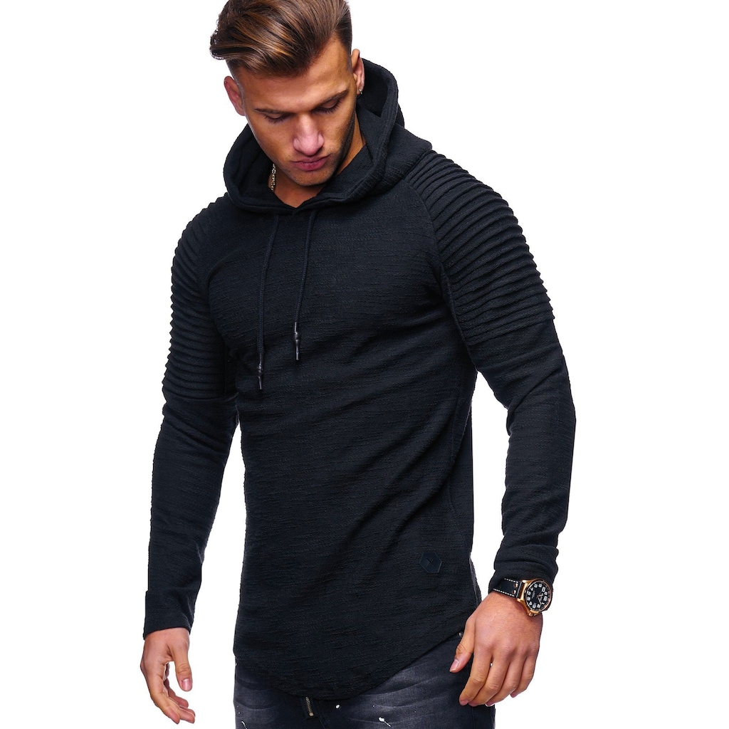 behype Kapuzensweatshirt »B-LEON«, mit cooler Biker-Steppung