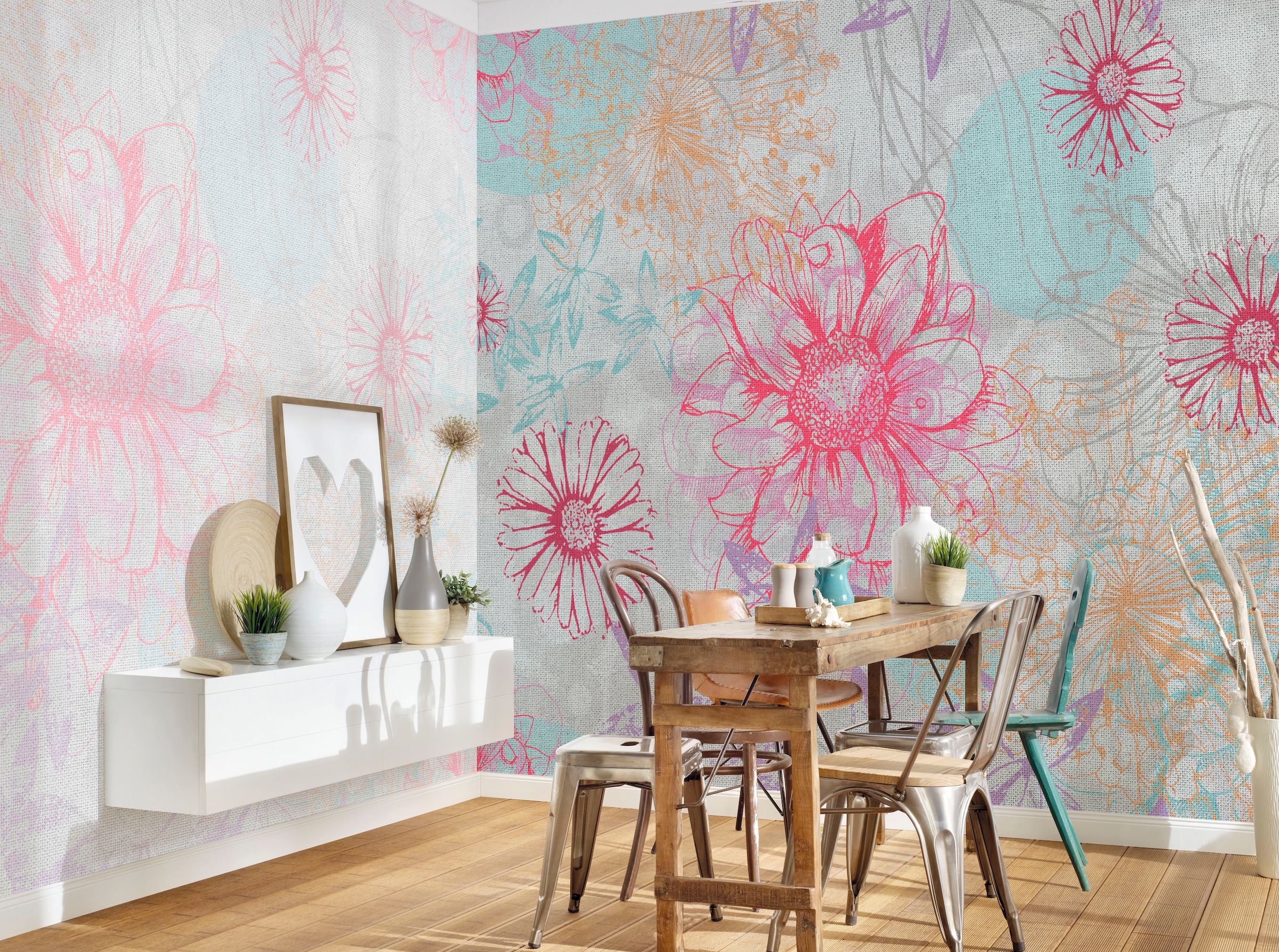 Architects Paper Fototapete »Atelier 47 Flower Artwork 2« floral glatt Vlies, Wand, Schräge, Decke