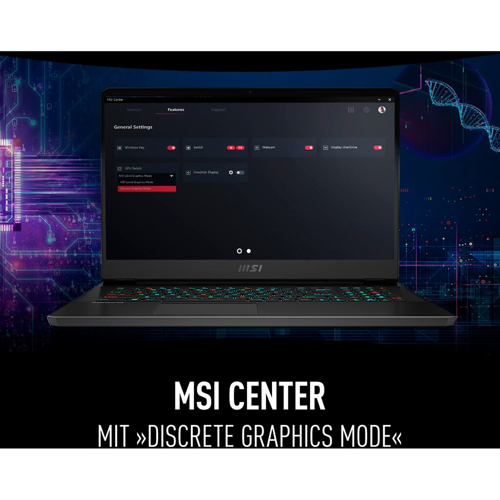 MSI Gaming-Notebook »Vector GP76 12UH-403«, 43,9 cm, / 17,3 Zoll, Intel, Core i7, GeForce RTX 3080, 1000 GB SSD