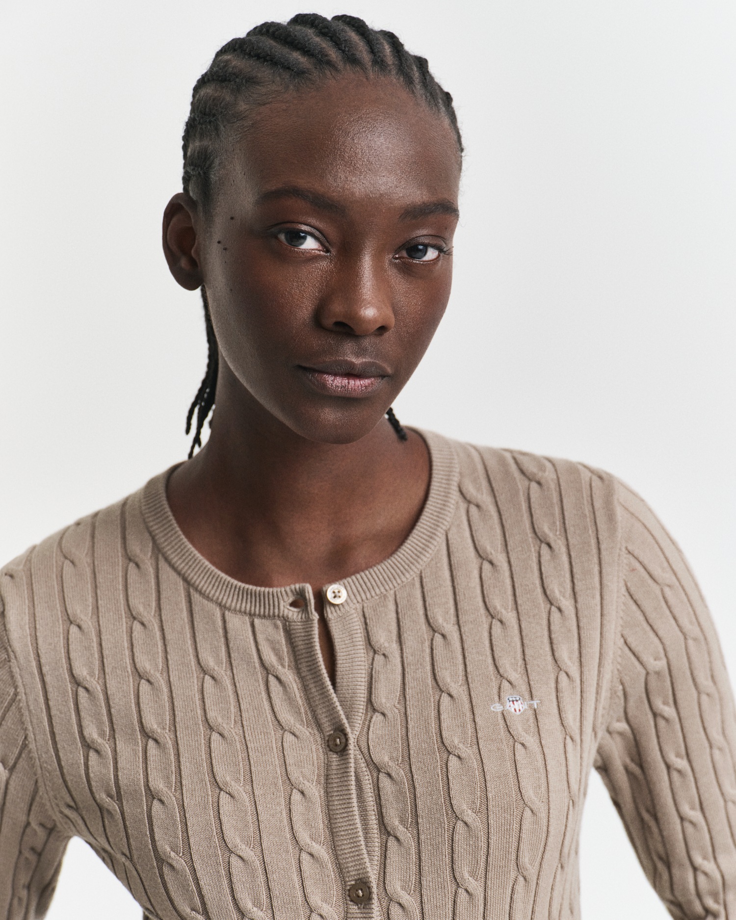 Thumbnail - Gant Cardigan "STRETCH COTTON CABLE" Zopfmuster, Slim Fit, Rundhals