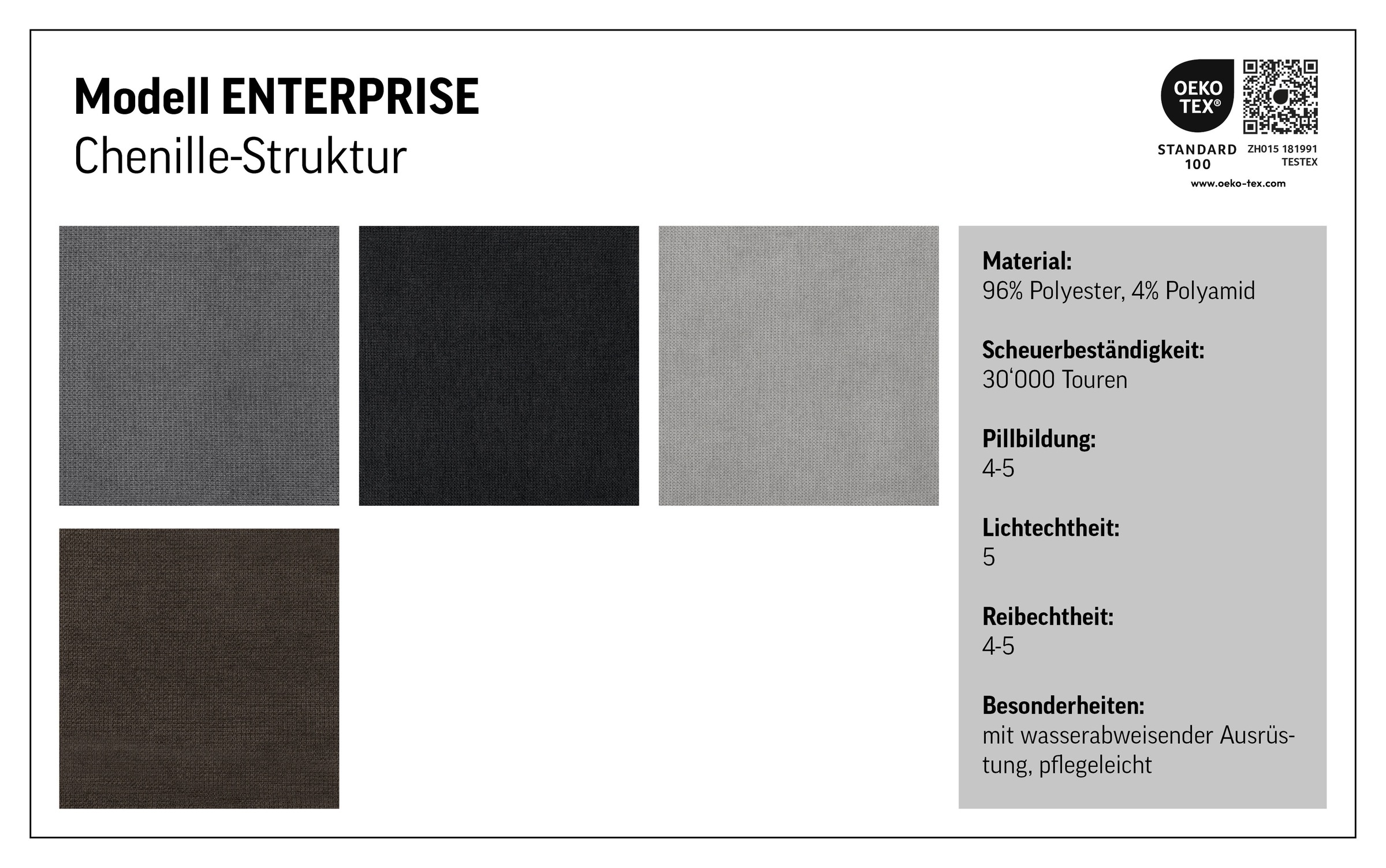 Hocker COTTA "Enterprise", schwarz, B:98cm H:44cm T:67cm, Struktur (100% Polyester );Chenille (90% Polyester; 10% Polyamid ), Hocker, Hocker 3