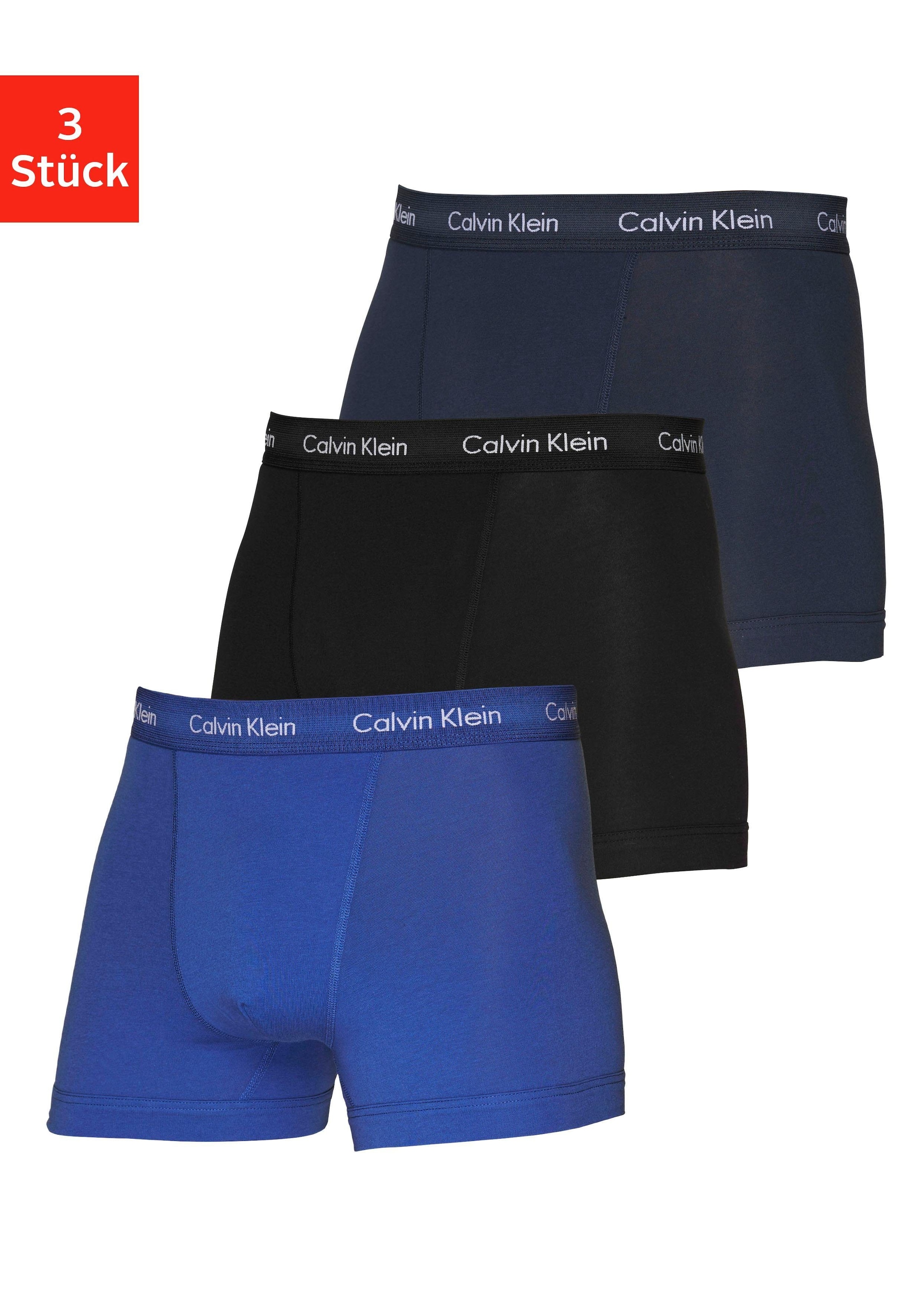 Calvin Klein Underwear Trunk "CK TRUNK 3 PACK" 3 Stk. in blautönen mit Logo-Elastikbund