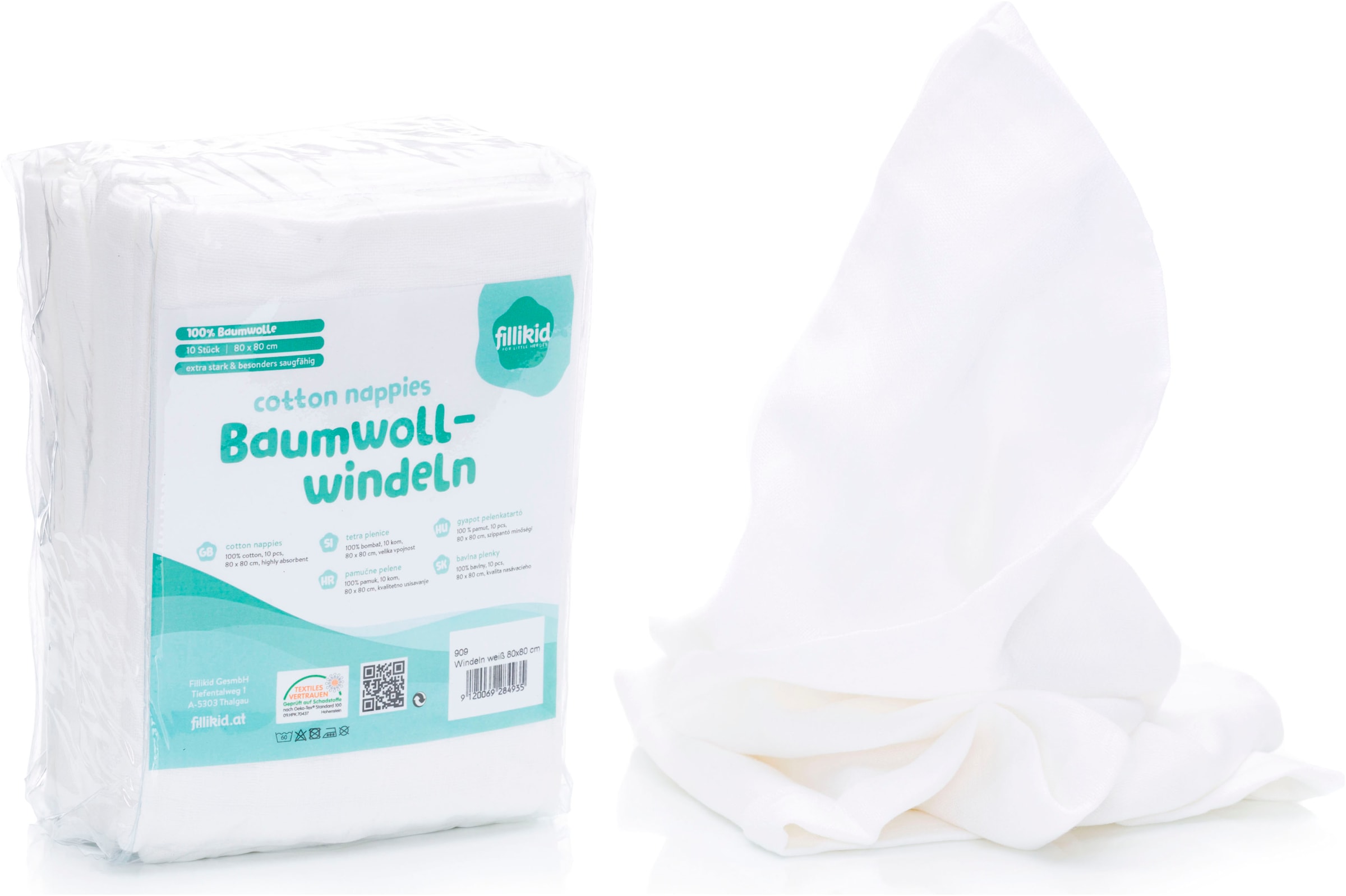 FILLIKID Baby Stoffwindeln, weiß, Baumwolle, Windeln