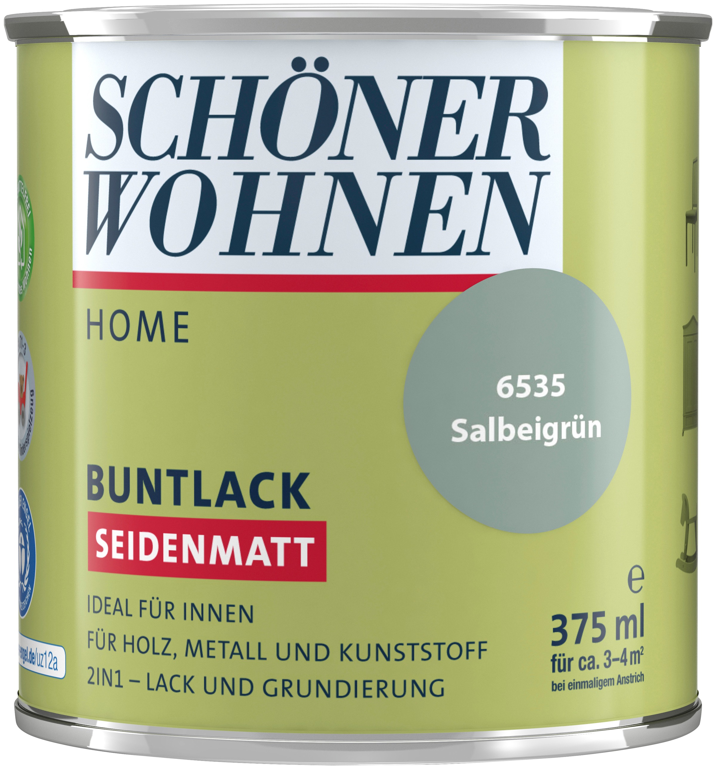 Schöner Wohnen-Kollektion SchÖner Wohnen-kollektion Lack Home, Seidenmatt, 375 Ml, Salbeigrün