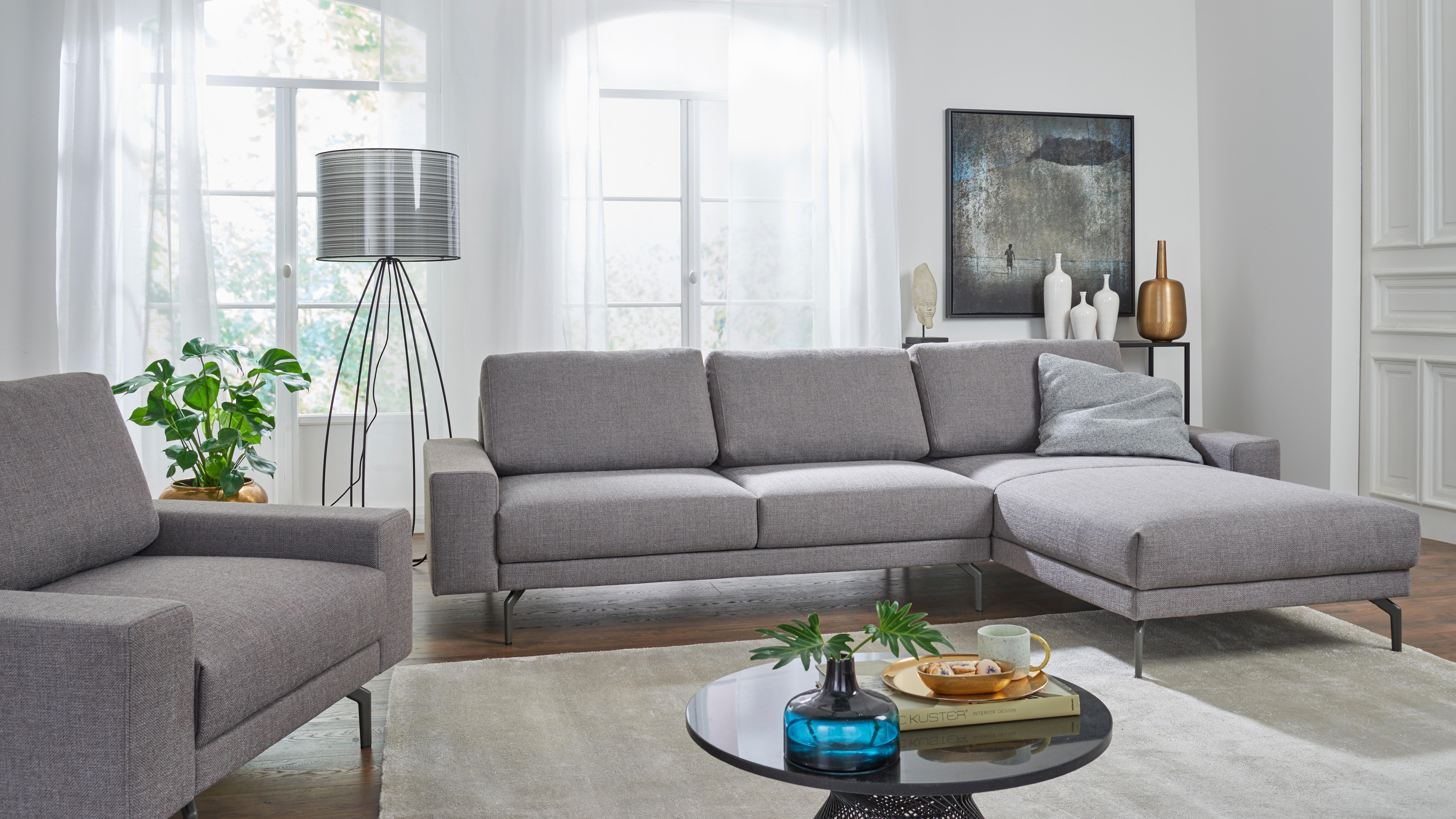 Creation BY ROLF BENZ Ecksofa "CR.450, Designecksofa, Polsterecke, Breite 294cm, L-Form" Armlehne breit und niedrig, Alugussfüße in umbragrau, Breite 294 cm