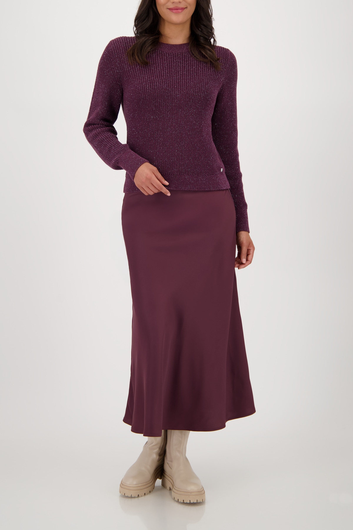 Monari Strickpullover »Pullover Basic Lurex«, Mit Rundhalsausschnitt