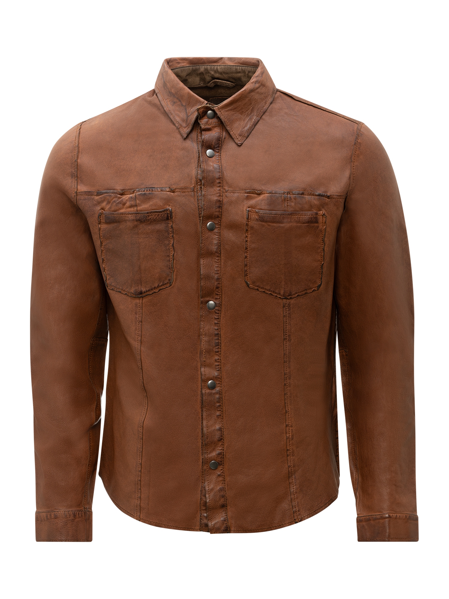 RICANO Langarmhemd "Lederjacke Reverse Shirt" Handgefertigt aus echtem Leder