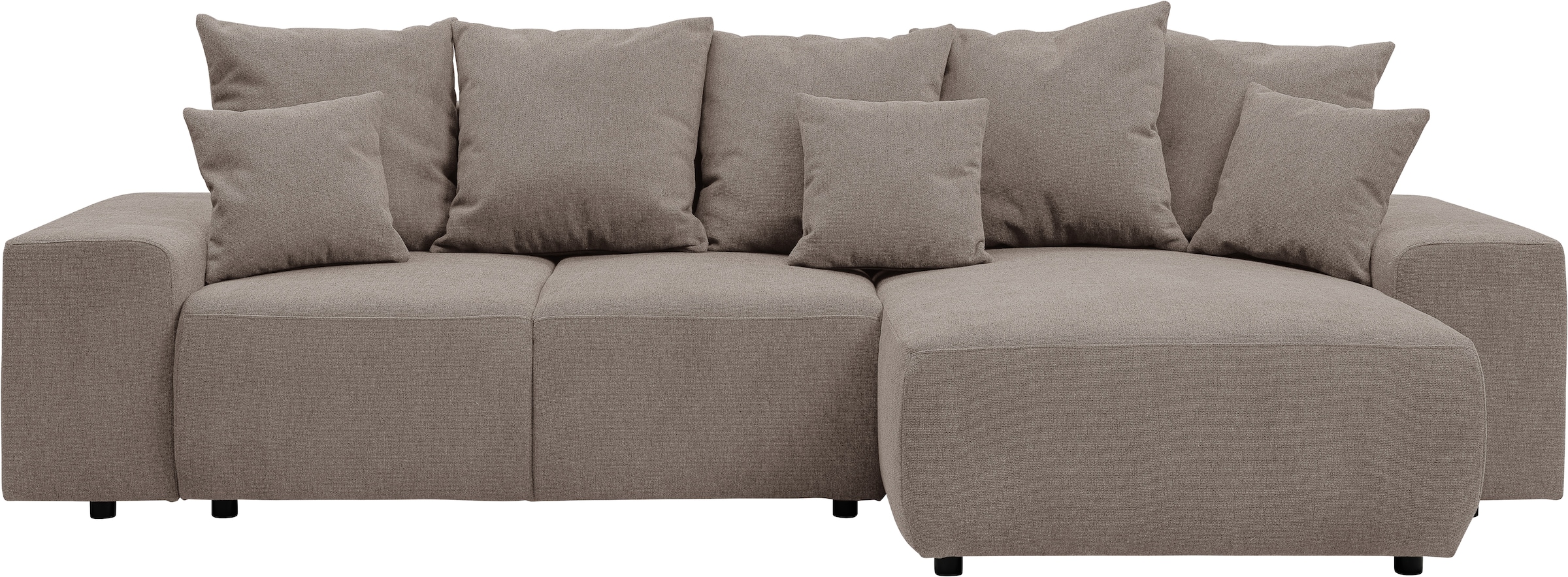 WERK2 Ecksofa »Riwa, modernes Sofa zum Kuscheln und Entspannen, Breite 300cm, L-Form«, Trendiges Ecksofa mit vielen Kissen, Schlaffunktion & Bettkasten