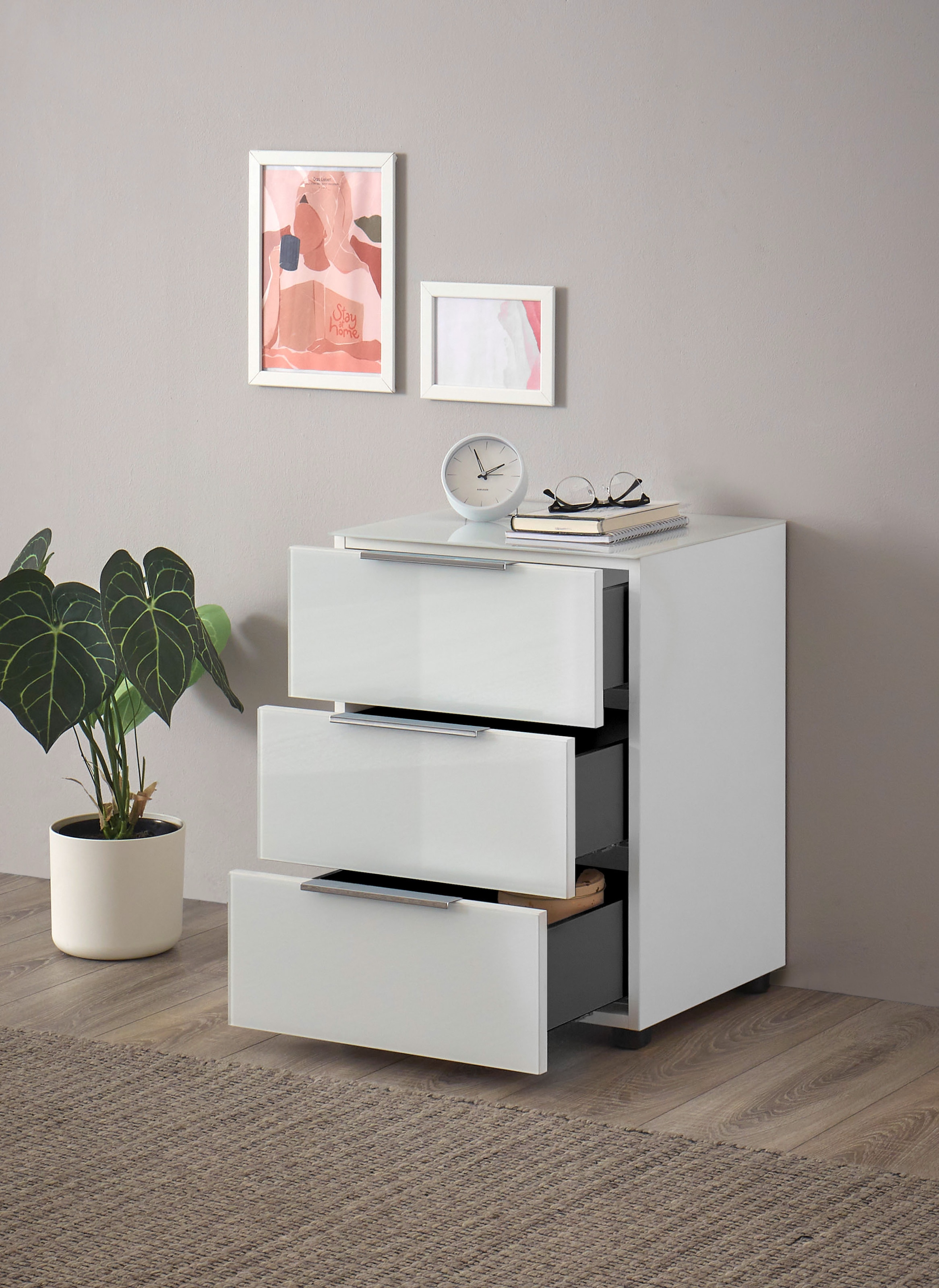 HBZ Nachtkommode »Santorin Nachtkonsole, BxHxT 45x61x40 cm«, (1 St.), Breite 45cm, Softclose für Schubkästen, Melaminbeschichtung