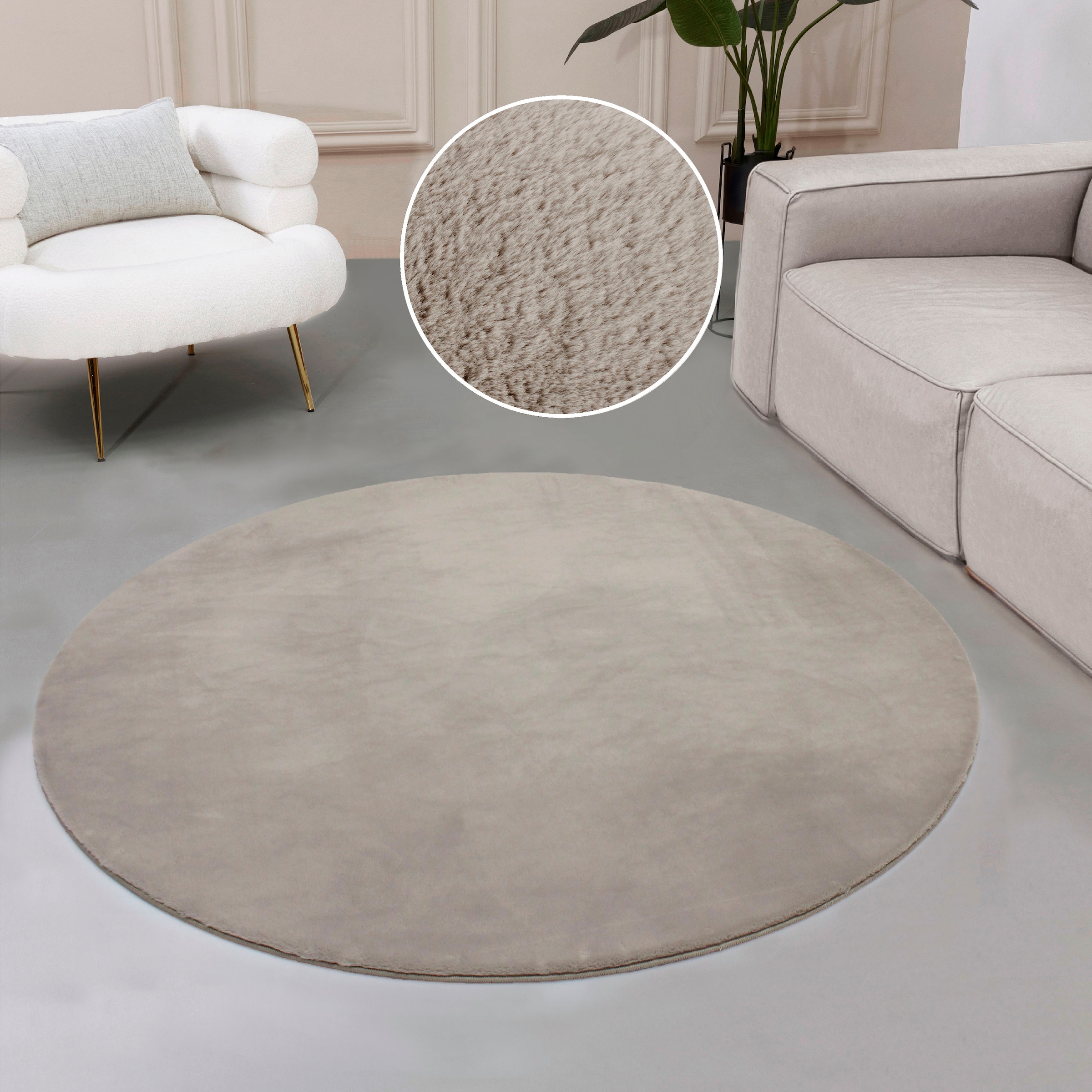 OTTO home Fellteppich "Balu, Kunstfell Teppich, Modern" rund 20 mm Höhe Kan günstig online kaufen