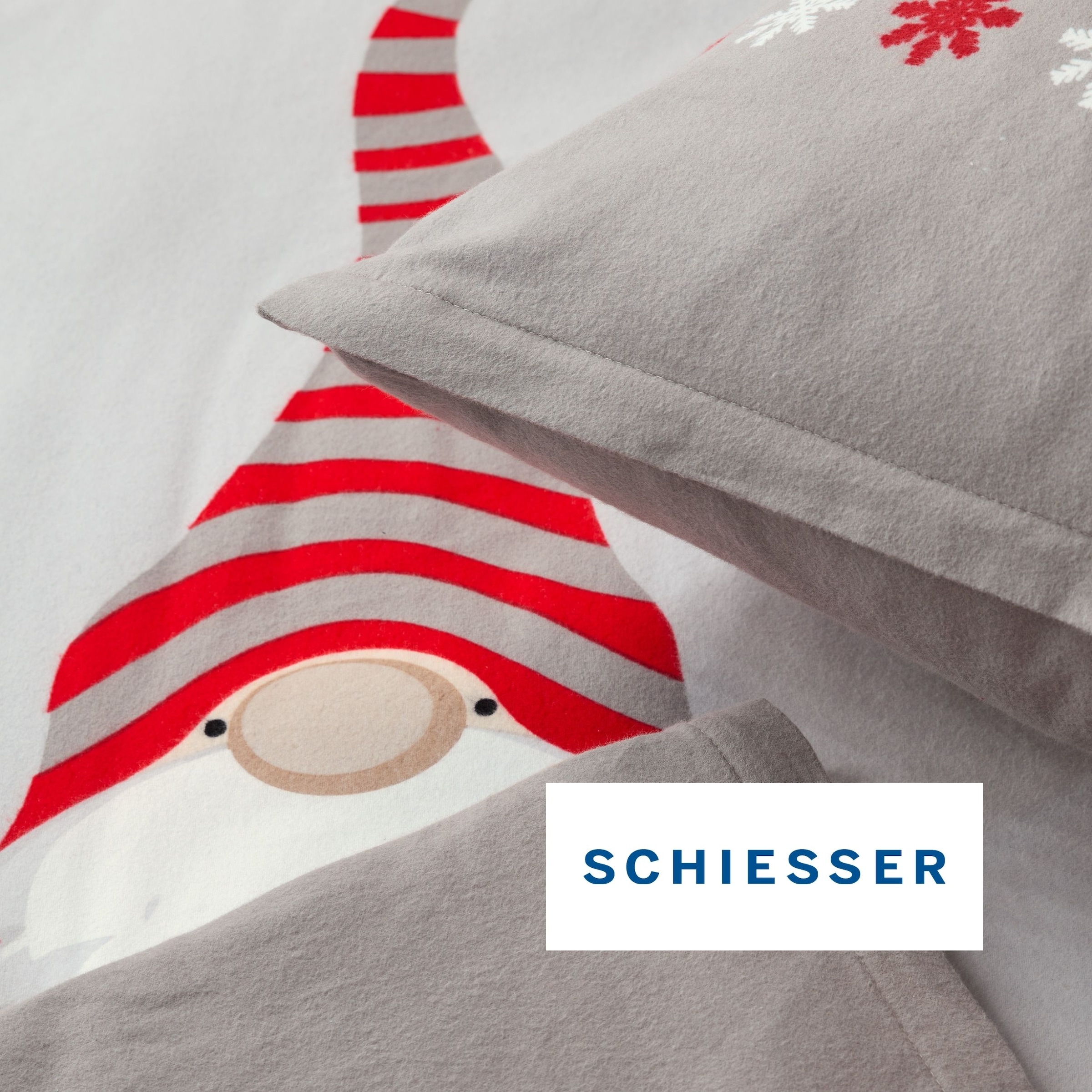 Schiesser Bettwäsche »Balduin aus weichem Baumwoll-Feinbiber mit Winterprint« 2 Stk. OEKO-TEX® MADE IN GREEN