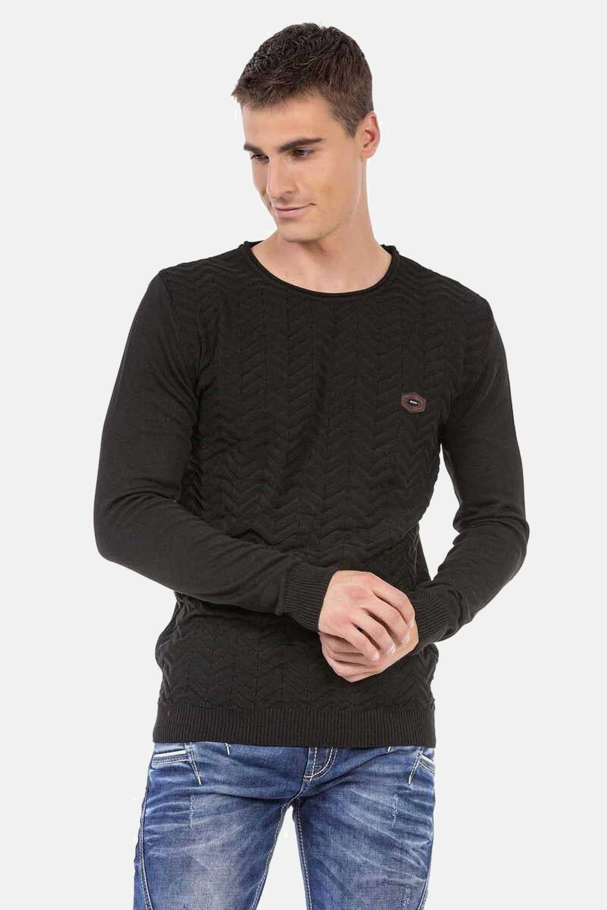 Cipo & Baxx Rundhalspullover »Pullover«, mit Zopfmuster, CP240