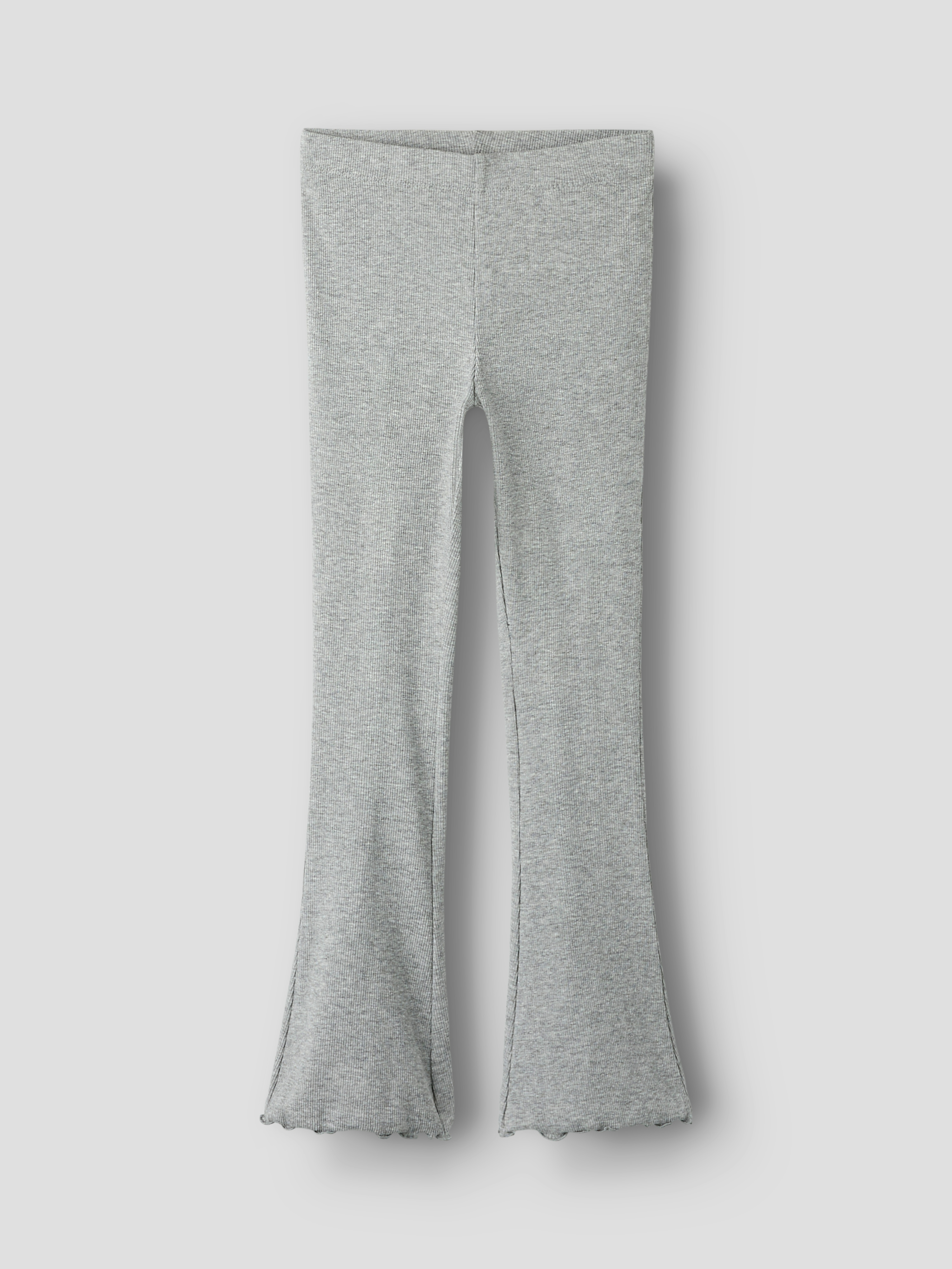 NAME IT Mädchen Jerseyhose "NKFNAKAL BOOTCUT LEGGING NOOS", grau, Gr. 92, meliert, unifarben, Feinripp, Obermaterial: 95% Baumwolle, 5% Elasthan,