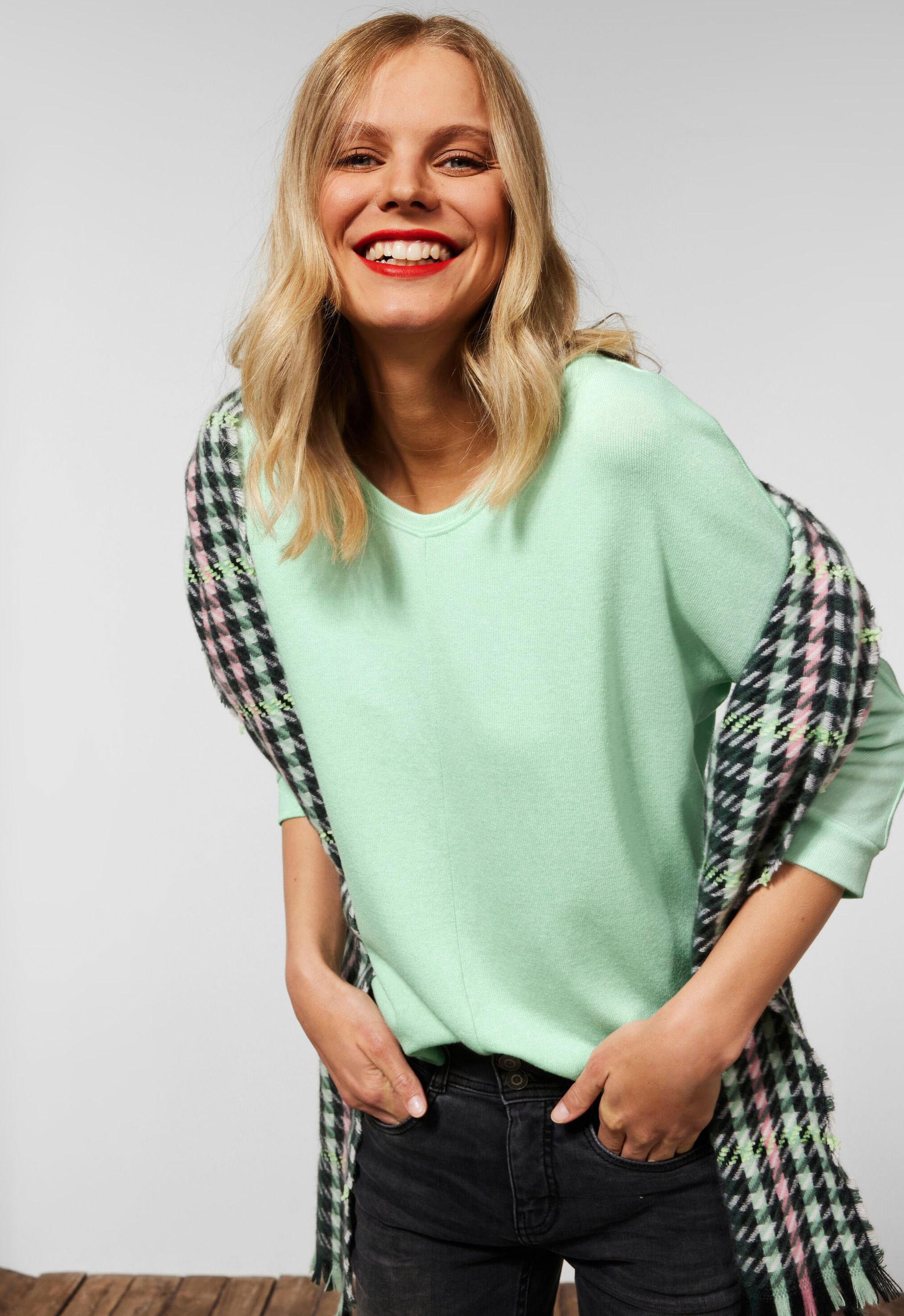 Melange-Optik | BAUR in STREET 3/4-Arm-Shirt »Style Ellen«, kaufen ONE