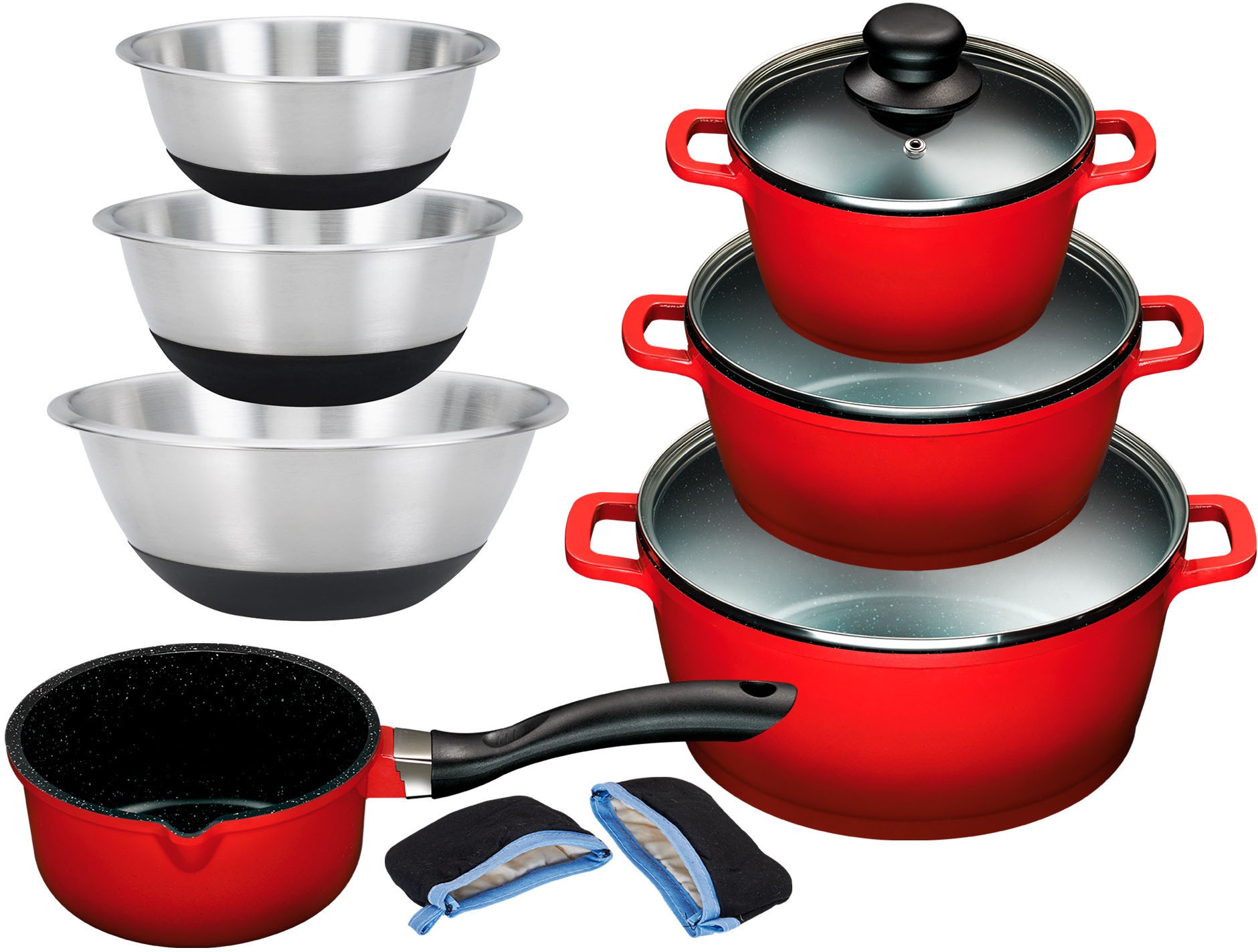 KING Topf-Set Set, je 1 Kochtopf 16/20/24 cm, 1 Stieltopf 16 cm, 3 Schüssel günstig online kaufen