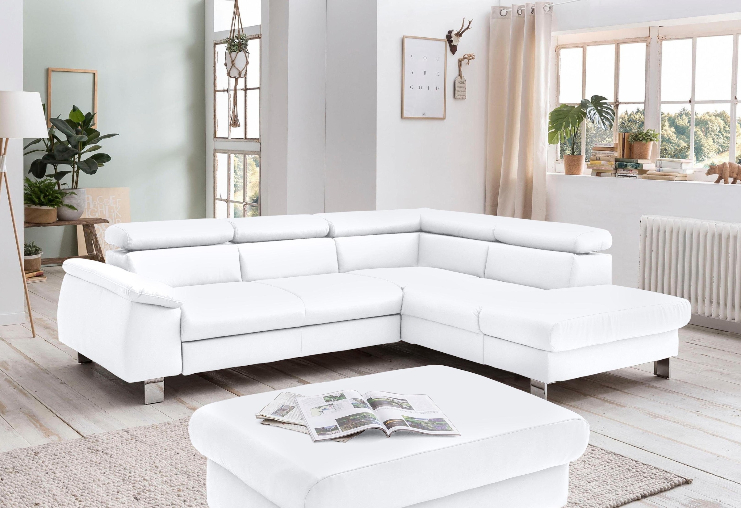 COTTA Ecksofa "Komaris L-Form, B: 249 cm" mit Kopfteilverstellung, optional günstig online kaufen