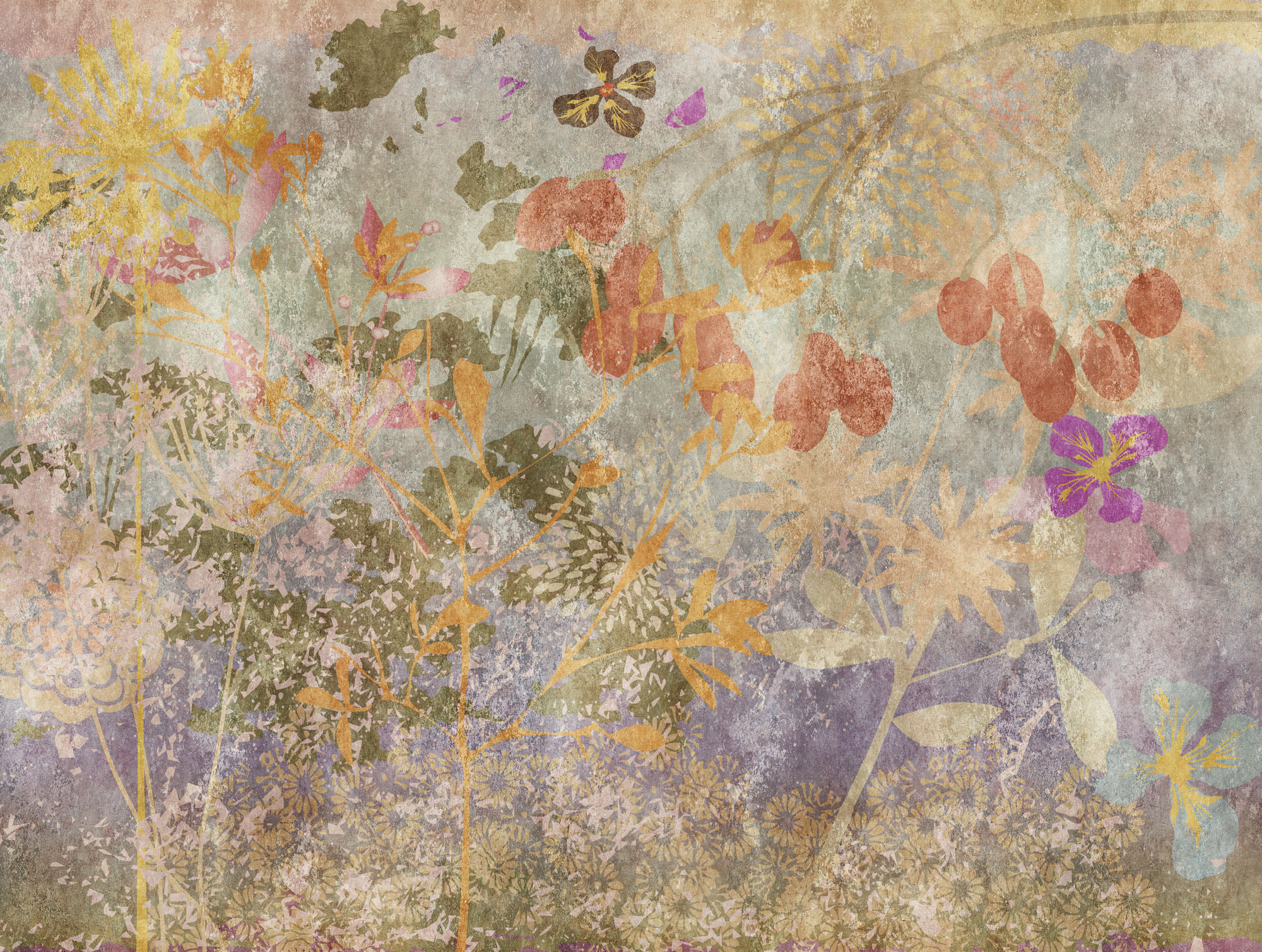 living walls Fototapete "The Wall" Motiv abstrakt bedruckt glatt Fototapete Blume Tapete Abstrakt Tapeten Wohnzimmer Design Wandtapete