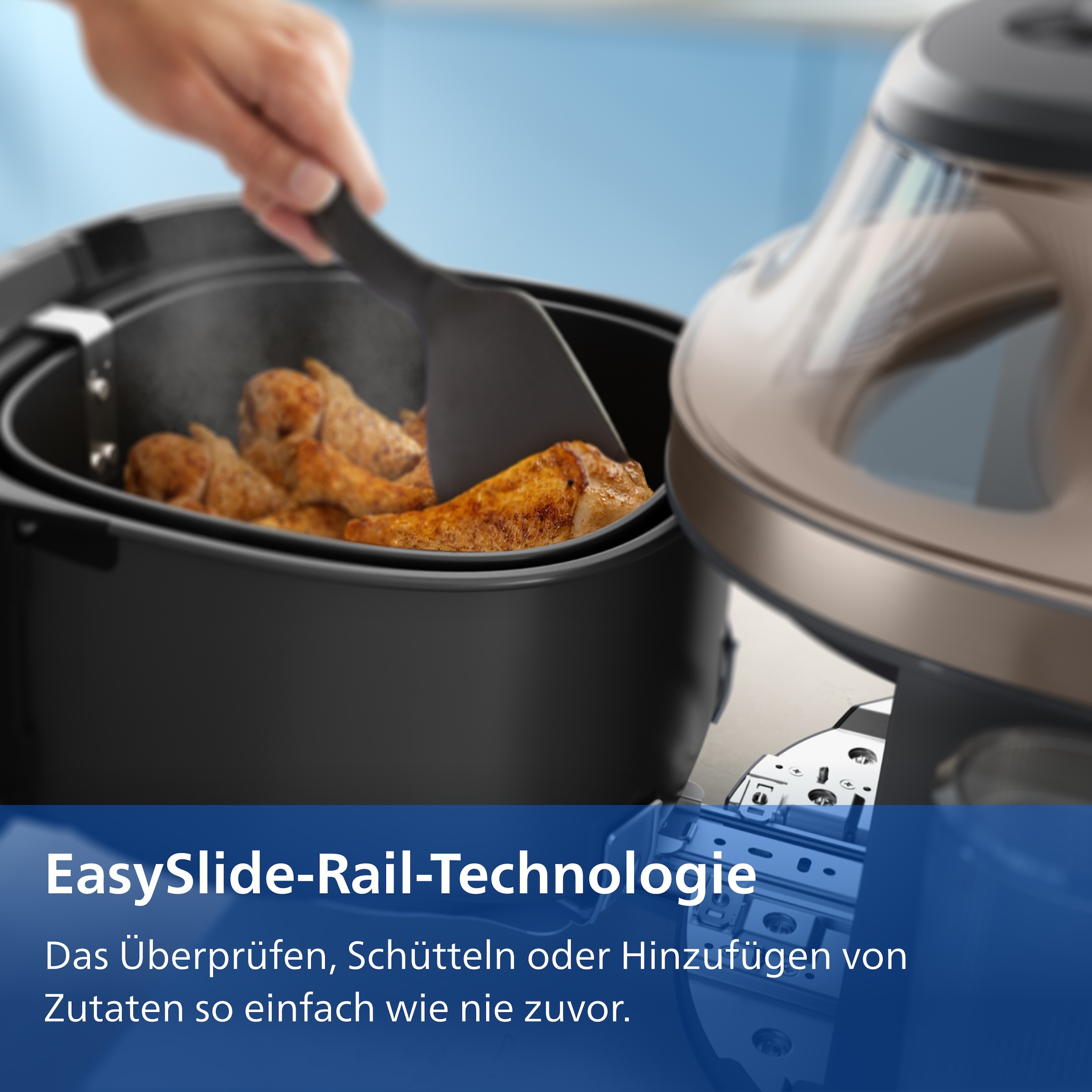 Philips Heißluftfritteuse »NA547/07 Steam Airfryer 5000 Series mit EasySlide, 7,2L Kapazität« 2000 W mit Dampfgarfunktion u. RapidAir Plus Technologie; Schwarz/Gold
