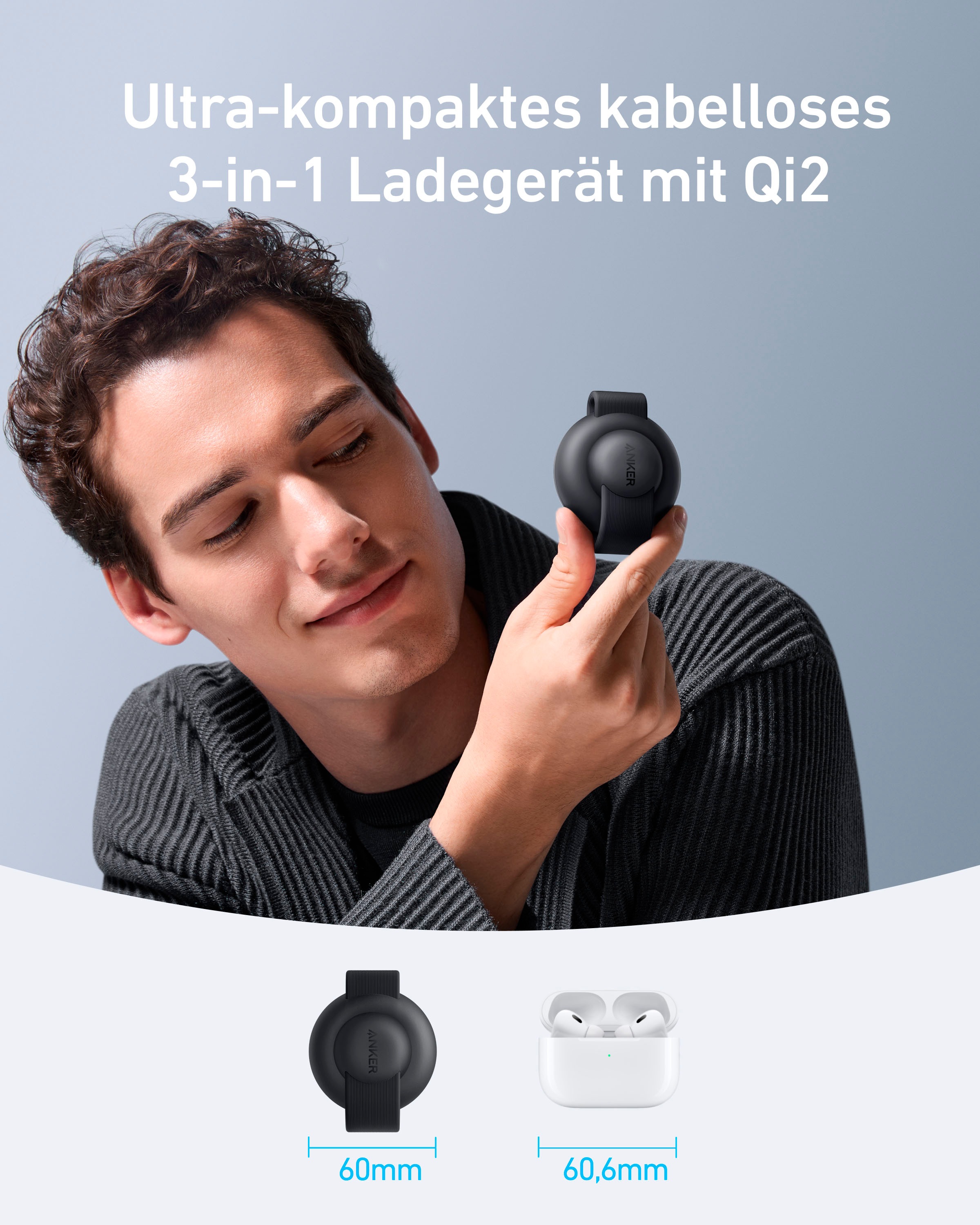 Anker Smartphone-Ladegerät »MagGo Wireless Charging Station (3-in-1, Foldable Pad)«
