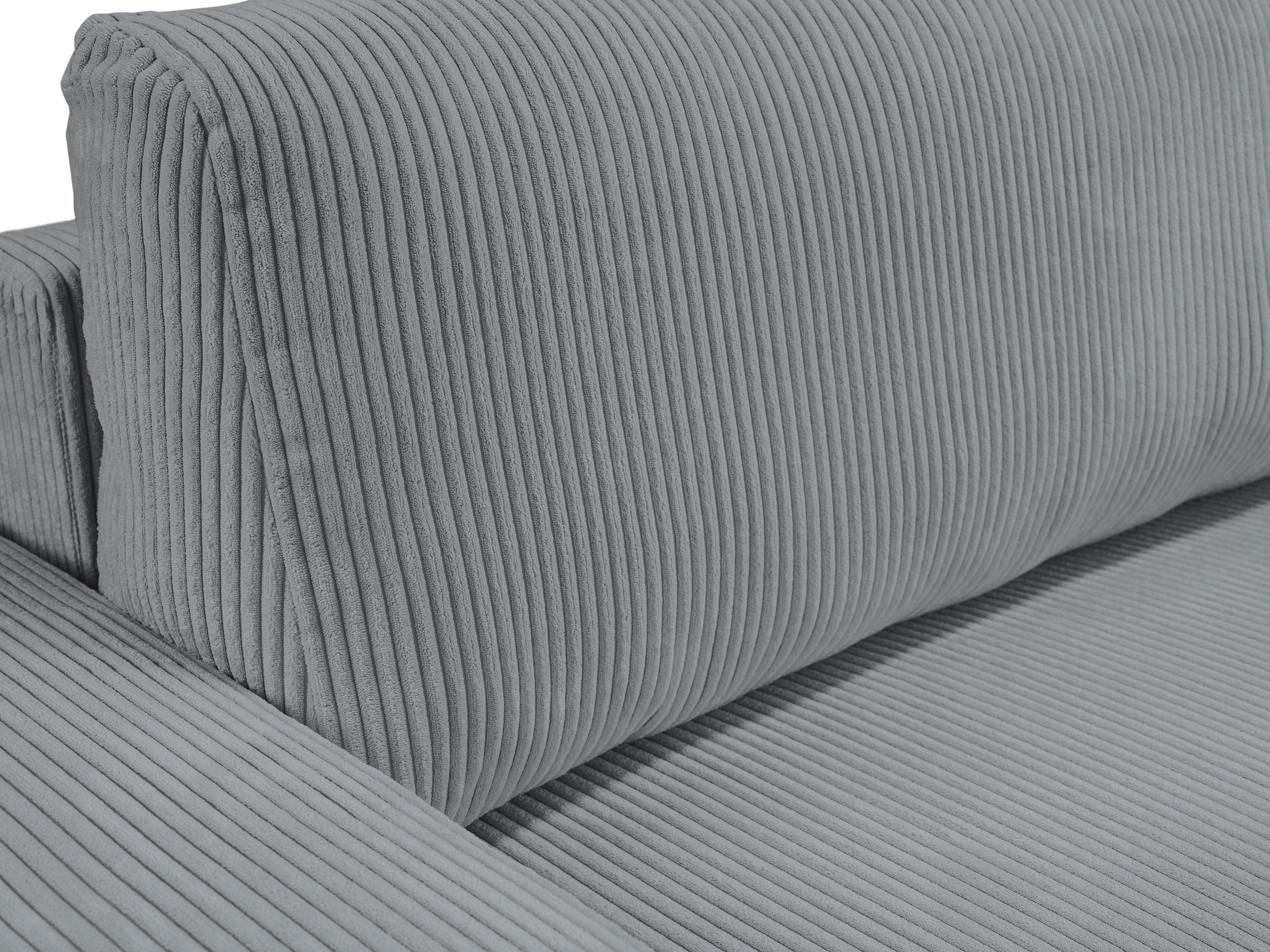 WERK2 Ecksofa »Rotterdam-L, kuschelweicher Cord oder Breitcord, L-Form, Breite 267 cm«, Design Ecksofa mit Schlaffunktion & Bettkasten, Cord, Grau