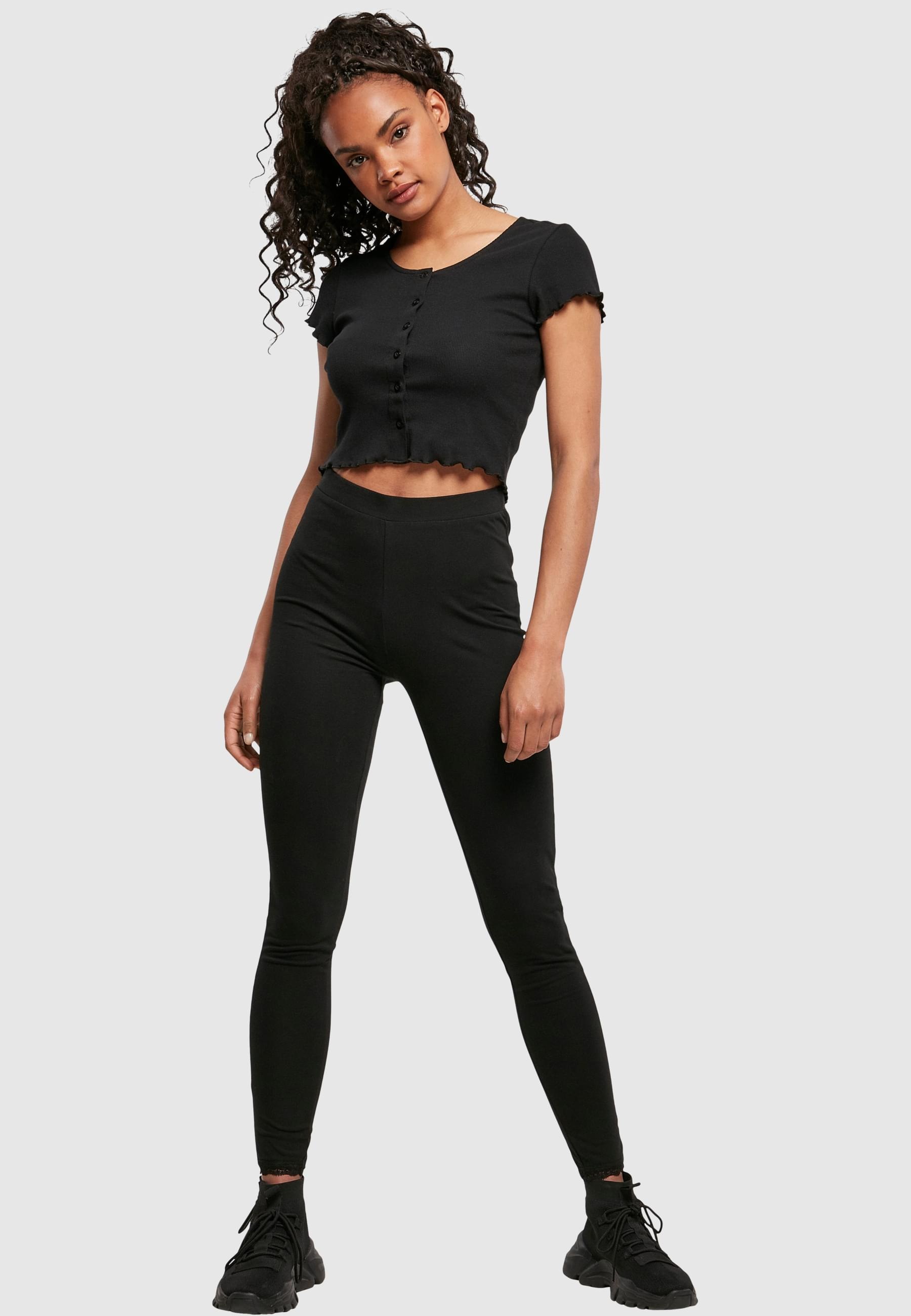 URBAN CLASSICS Leggings »Urban Classics Damen Ladies Lace Hem Leggings«, (1 tlg.)