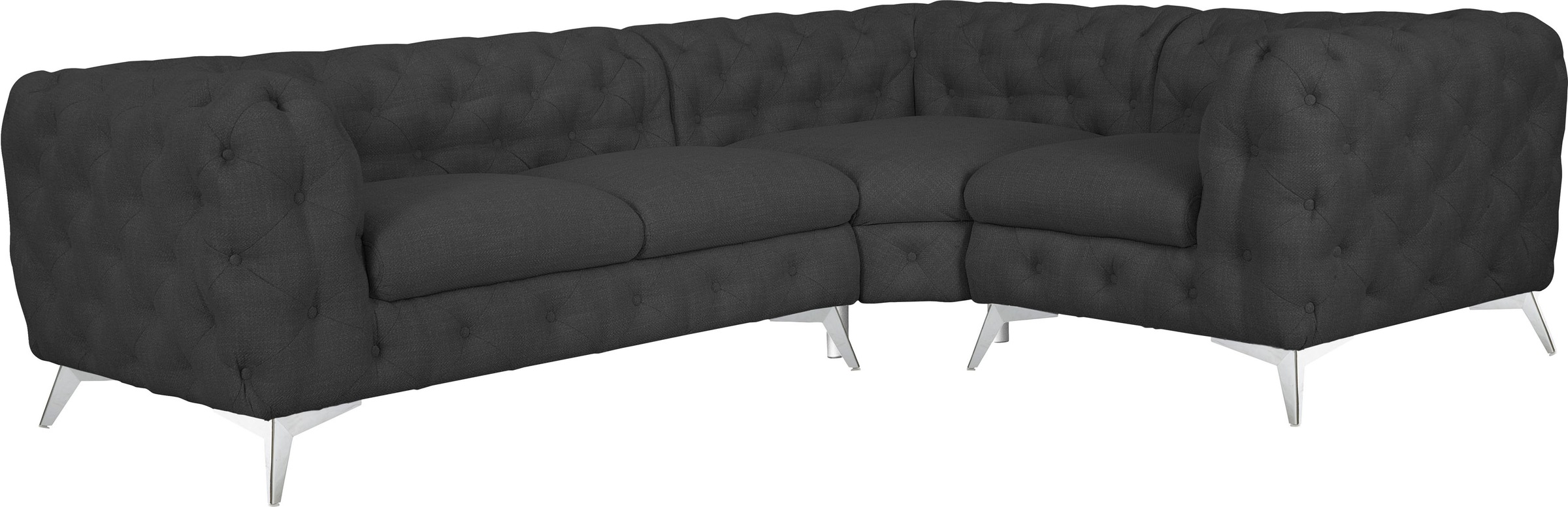 Leonique Chesterfield-Sofa »Ecksofa GLYNIS L-Form mit Wellenunterfederung, Maße B/T/H 264/204/75cm«, aufwändige Knopfheftung, moderne Chesterfield Optik, Fußfarbe wählbar