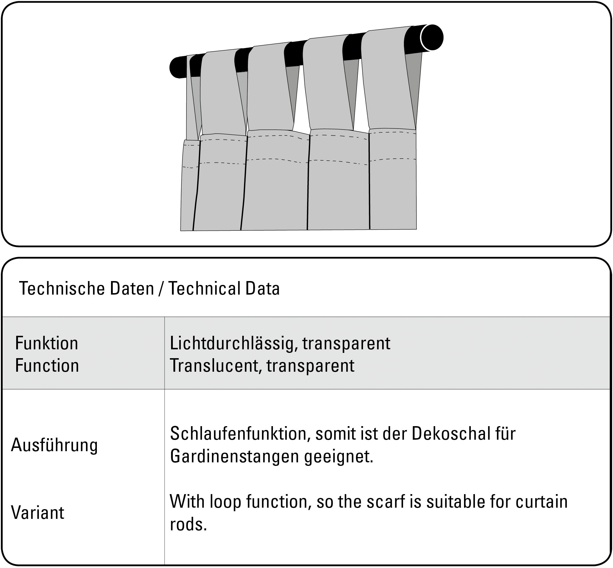 Gardine »Schal Voile Uni«, (1 St.), mit Schlaufen