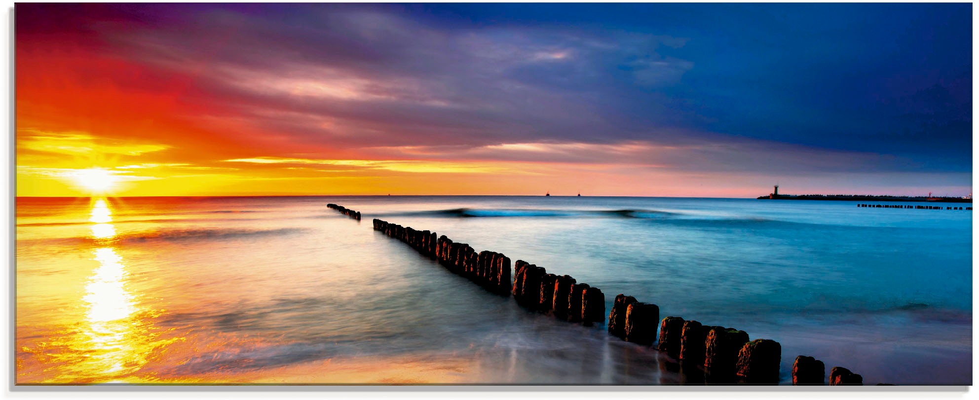 Artland Glasbild "Ostsee mit schönem Sonnenaufgang", Strand, (1 St.), in verschiedenen Größen