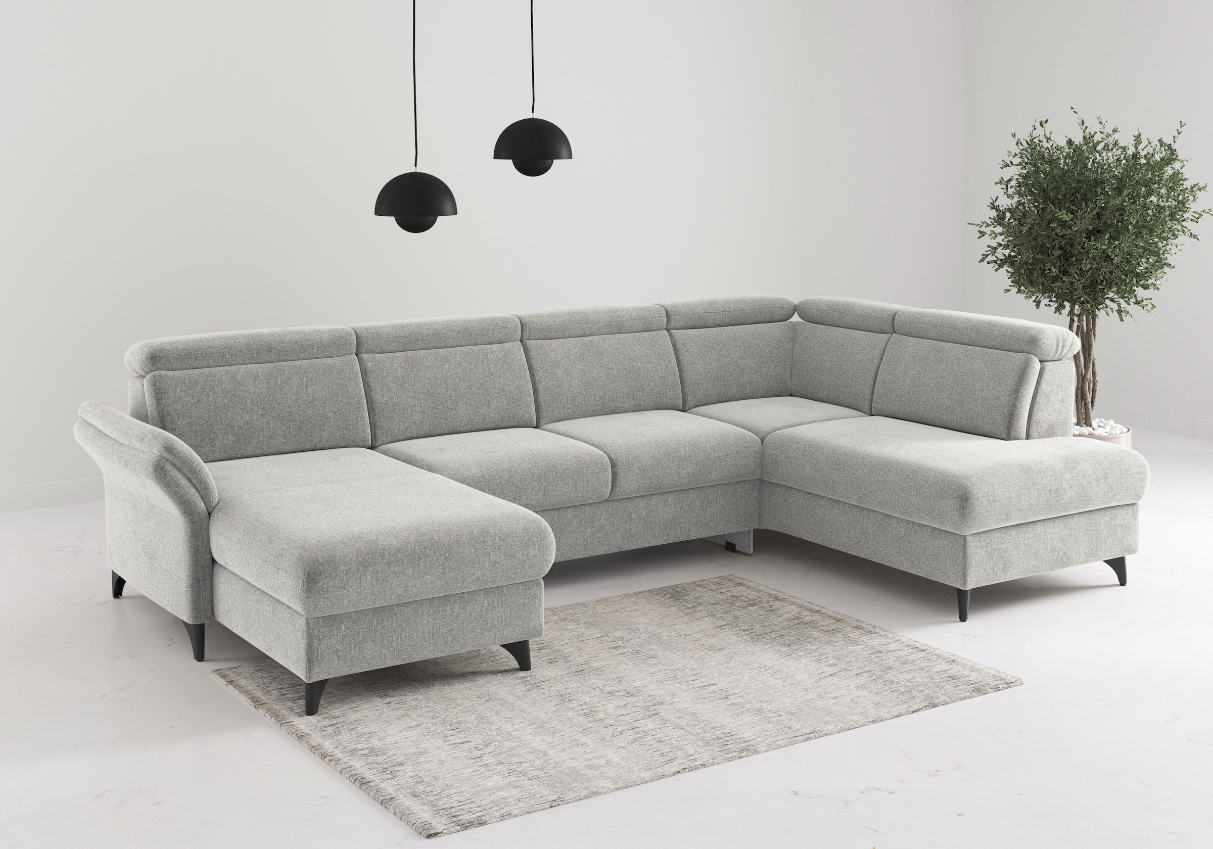 sit&more Wohnlandschaft "Glendale, U-Form" inkl. Kopfteilverstellung,wahlweise mit Vorziehsitz und Bettkasten