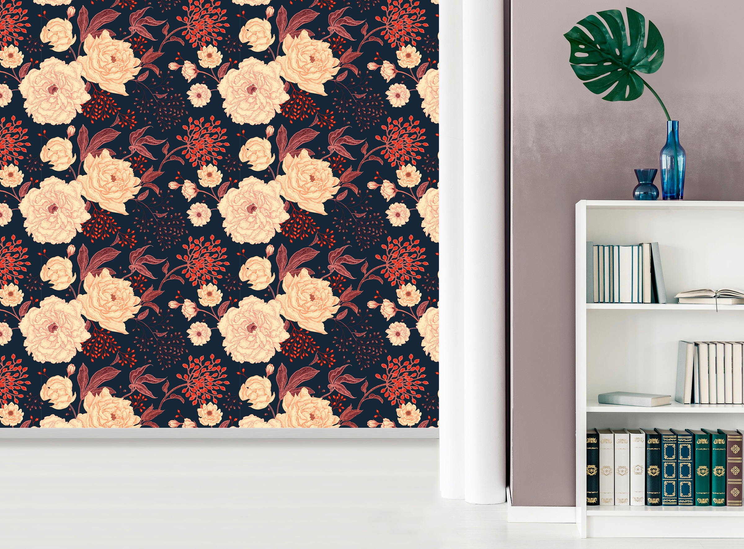 queence Vinyltapete »Marleen«, bedruckt-Motiv-botanisch-floral-gemustert-natürlich, 90x250cm, selbstklebend, kinderleichte Anbringung, Sticker