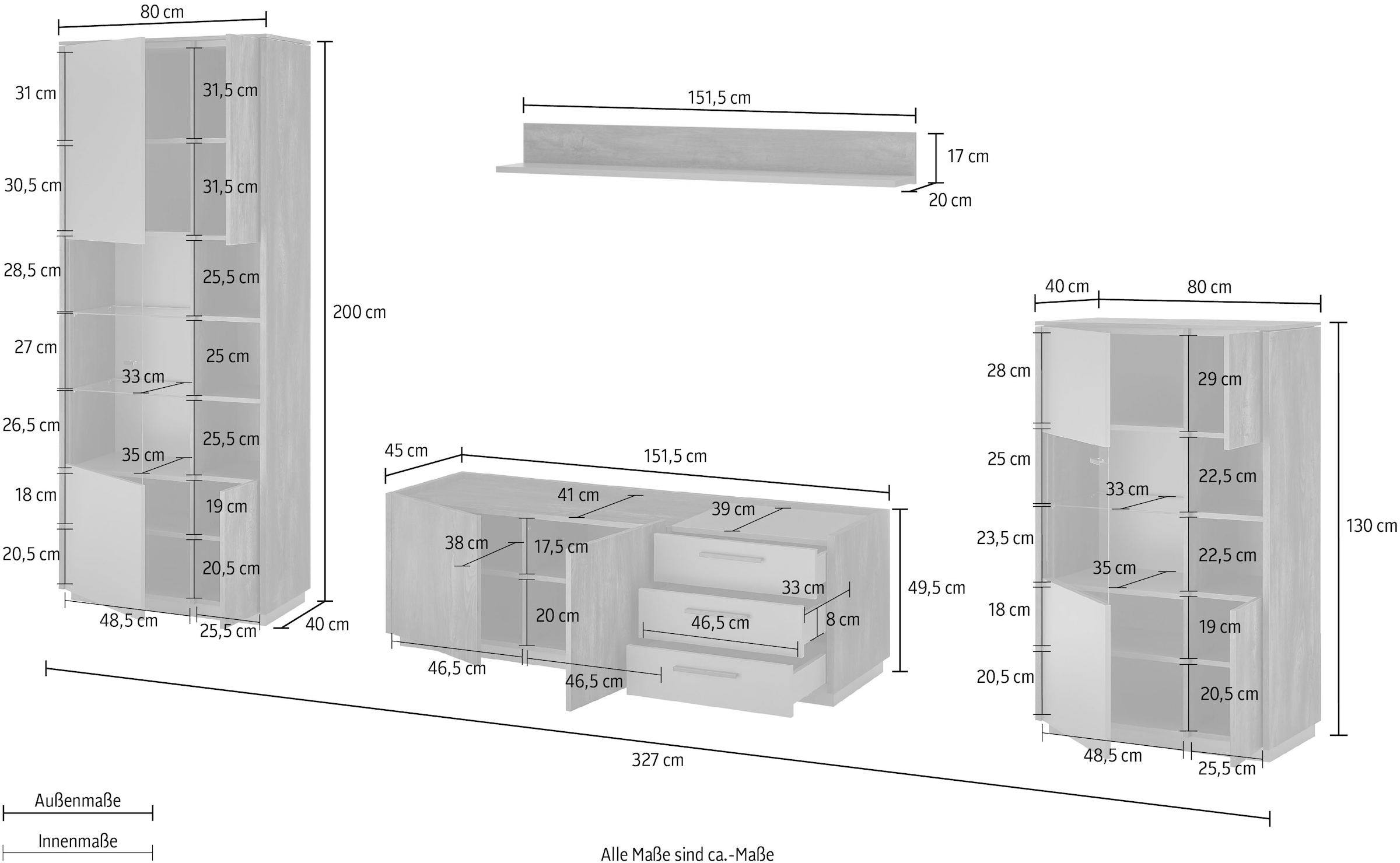 INOSIGN Schrank-Set »LARGO«, (Set, 4 St.), mit Soft-Close-Funktion