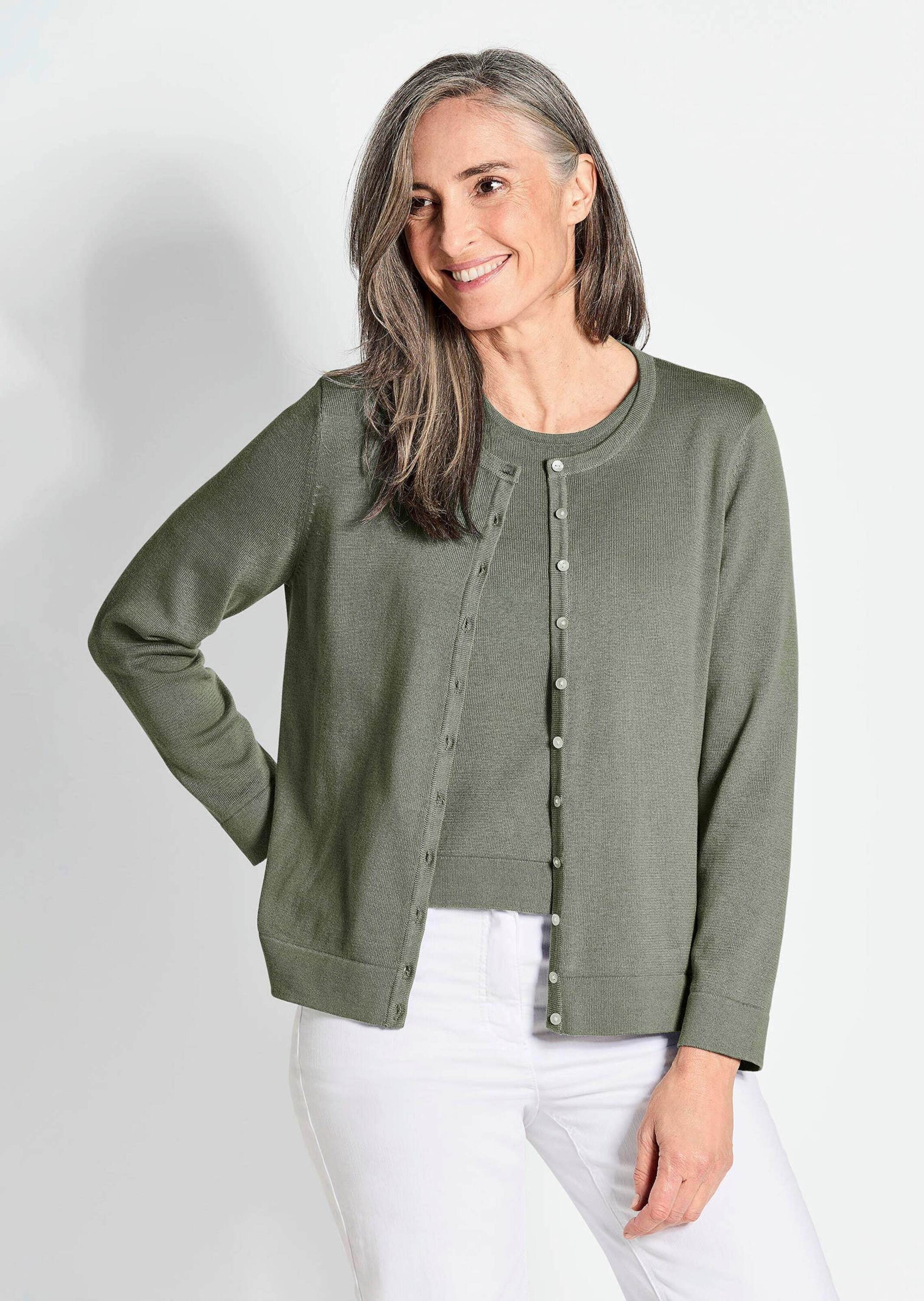 Thumbnail - GOLDNER Strickpullover "Kurzgröße Figurnahes Twin-Set aus Pima-Baumwolle" Ohne