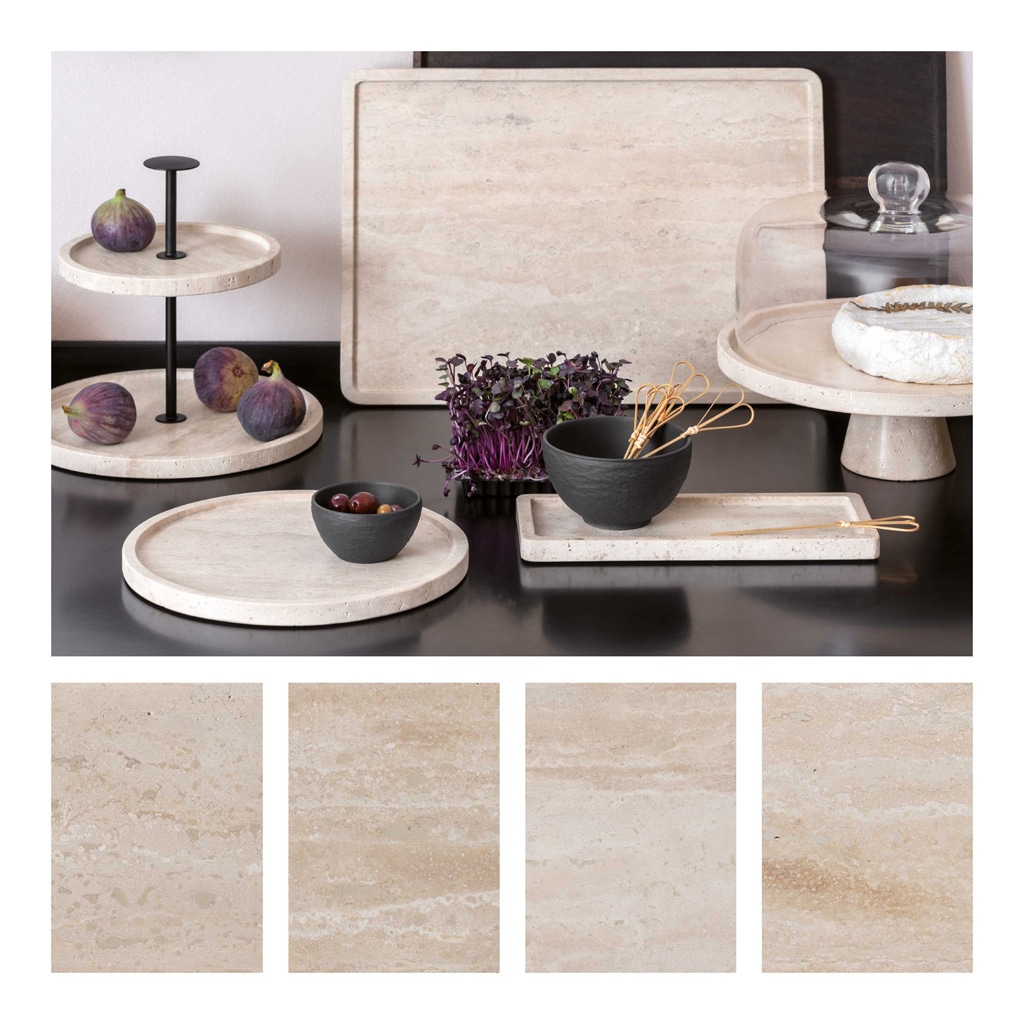 Villeroy & Boch Servierplatte »Servierschale mit Fuß Manufacture Travertine ø 28 cm beige«