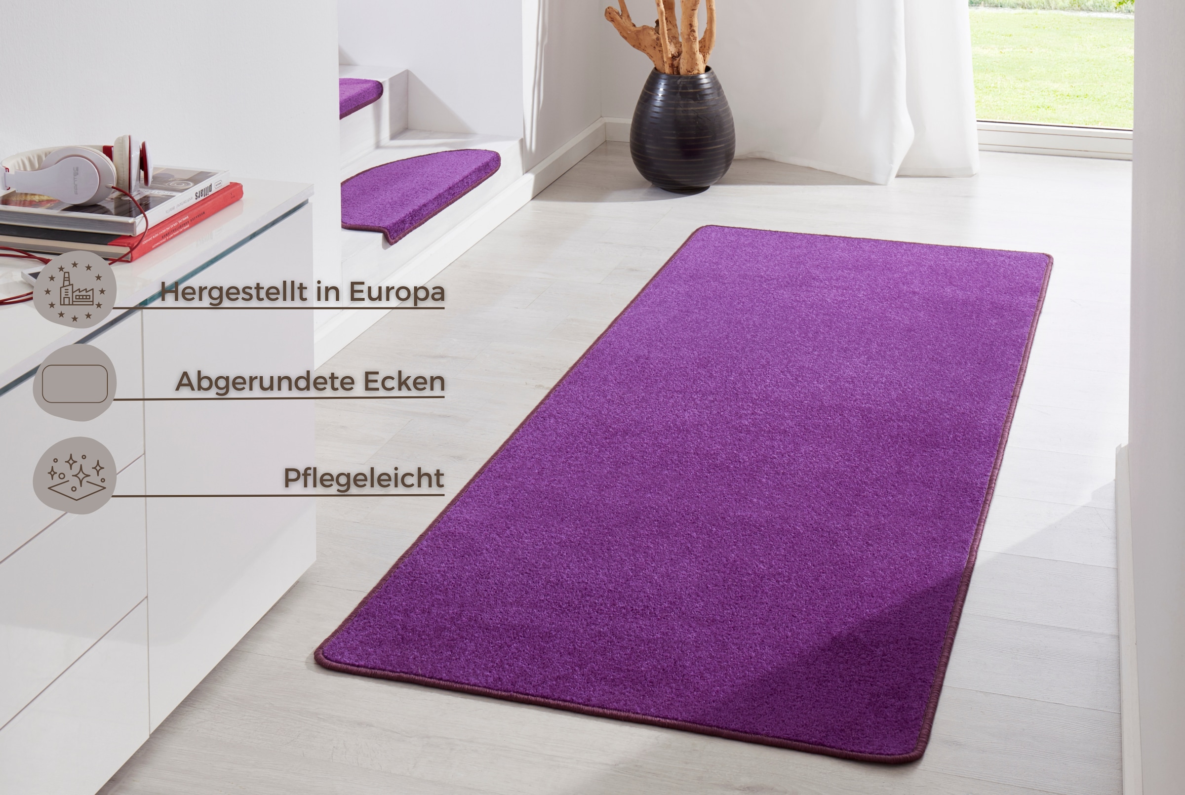 HANSE Home Teppich »Fancy«, rechteckig, 7 mm Höhe, Kurzflor, Läufer, uni, gekettelt, Wohnzimmer, Schlafzimmer, Esszimmer