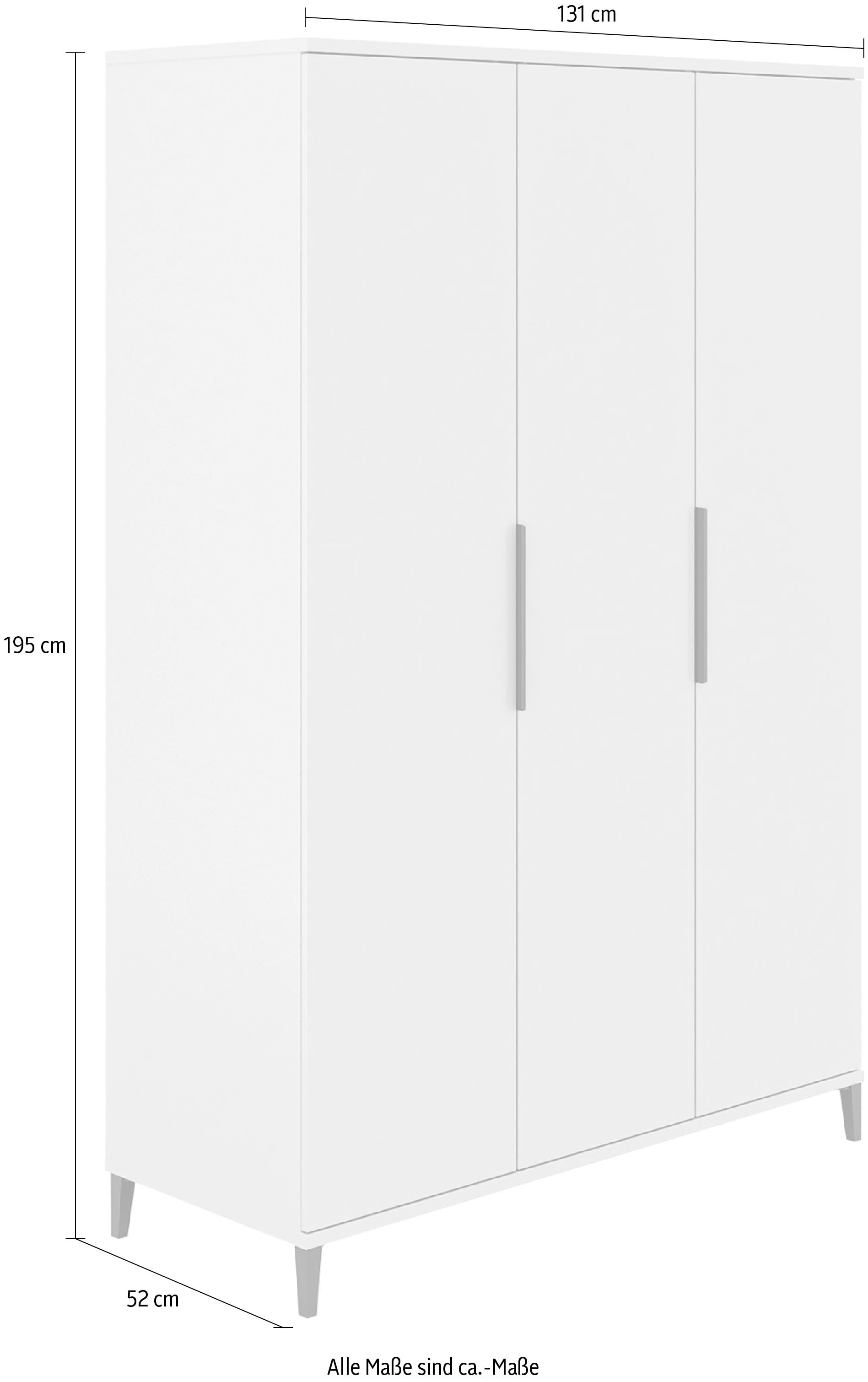 Transland Kleiderschrank »ARI, by PAIDI, 3-türig«, viel Stauraum mit Einlegeböden und Kleiderstange