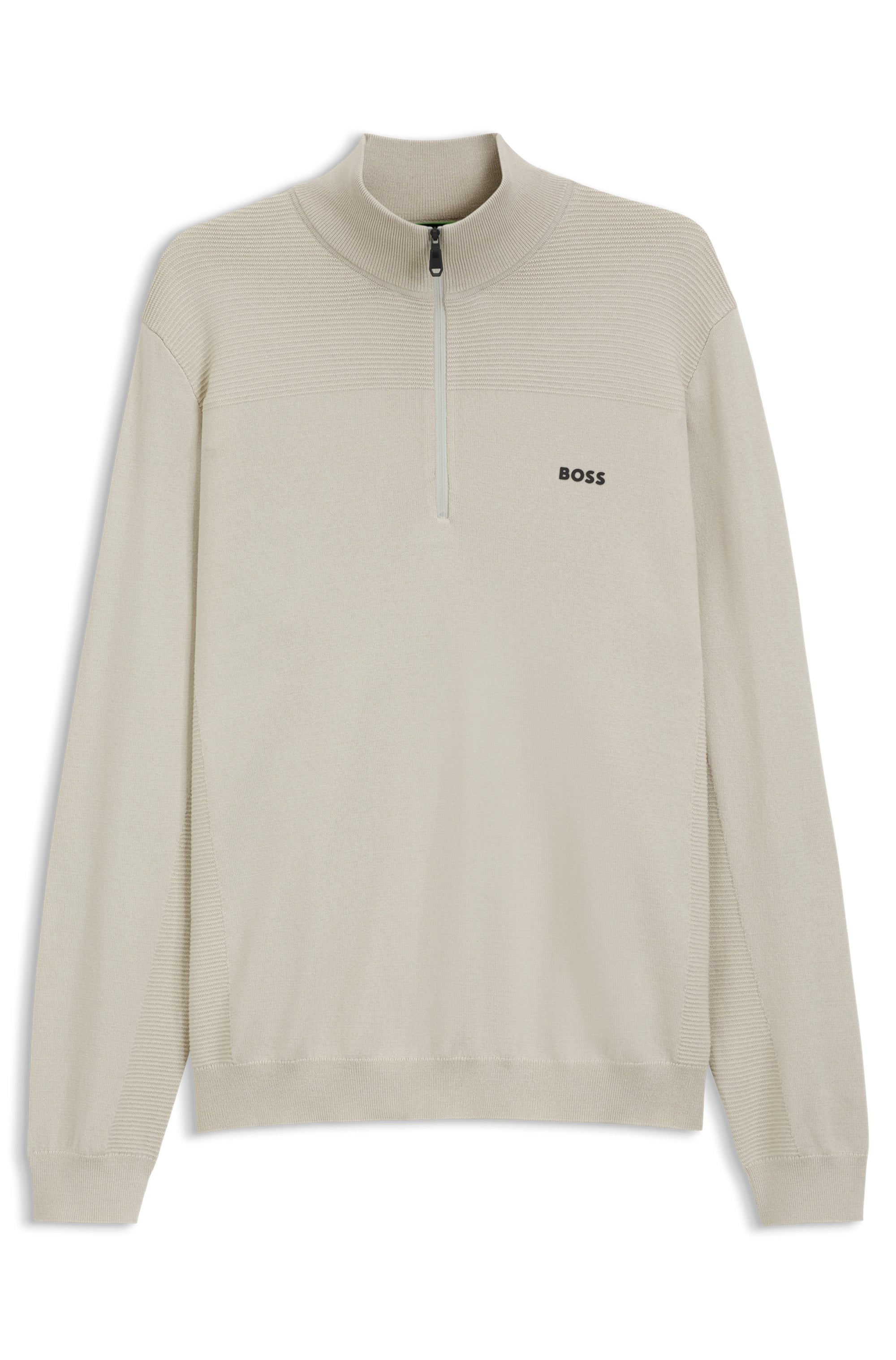 BOSS GREEN Strickpullover Stehkragen mit Reißverschluss, Regular Fit, Woll-Anteil