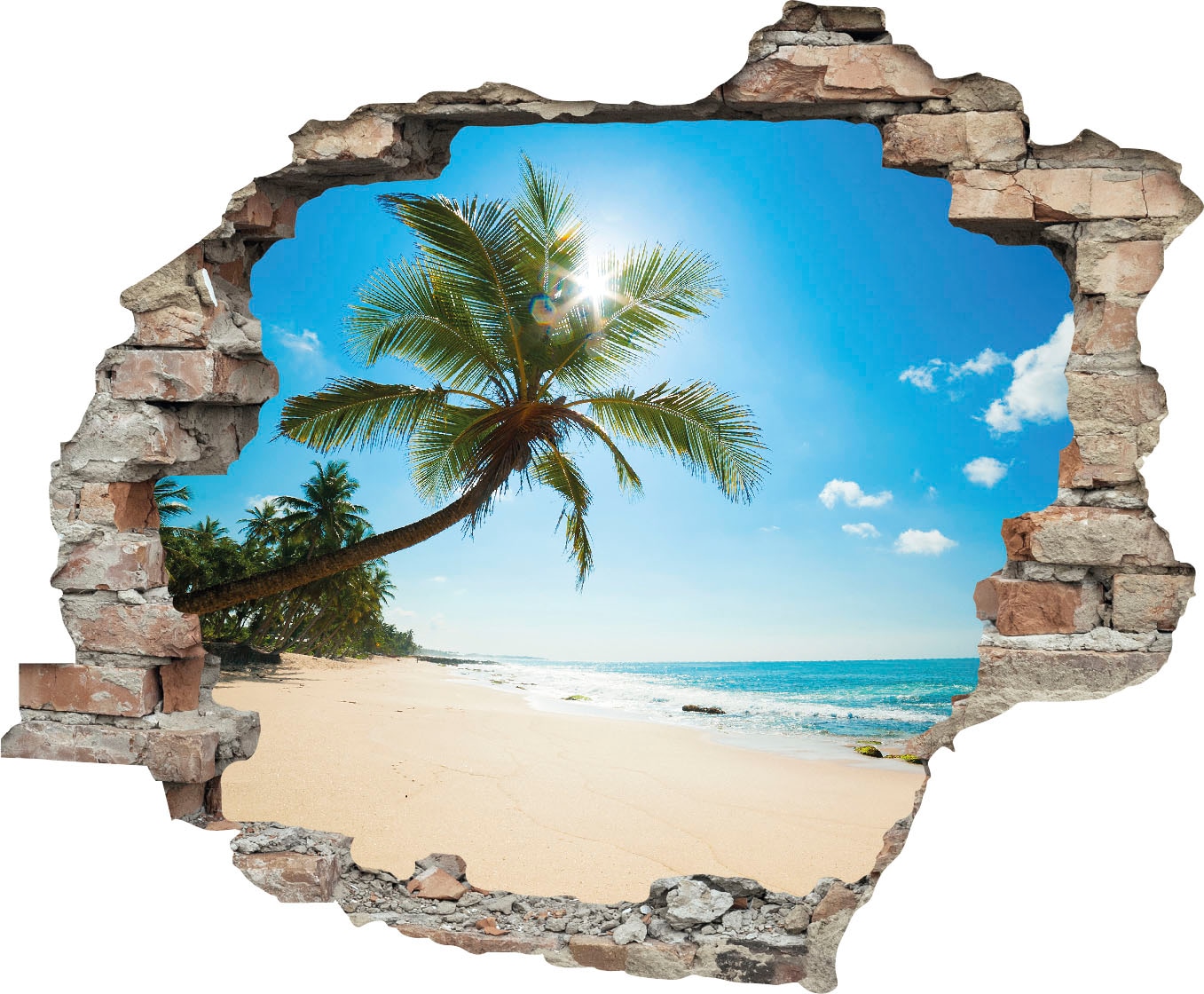 queence Wandtattoo "Paradies" Wandsticker, Wandbild, selbstklebend, 3D, Wanddurchbruch