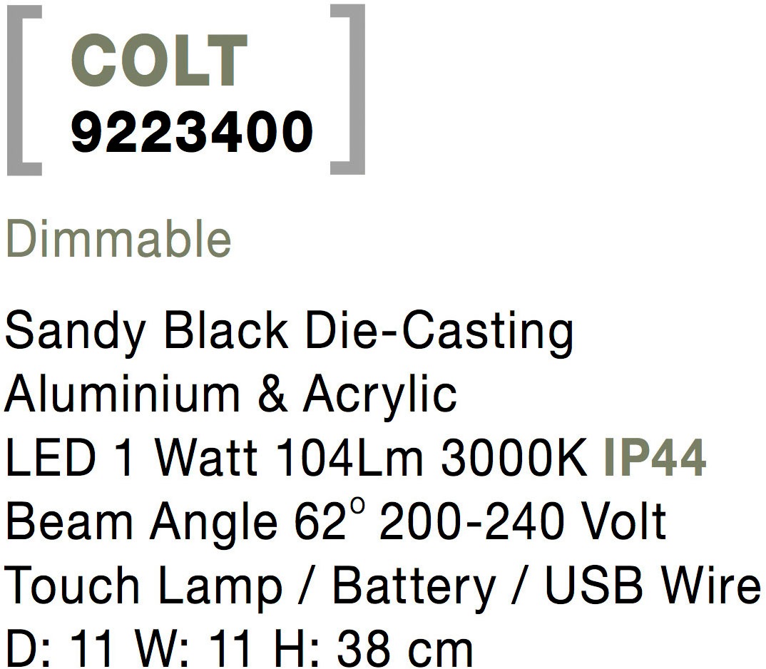 Nova Luce Außen-Tischleuchte »COLT« LED-Modul 1 Stk. Warmweiß Dimmbar