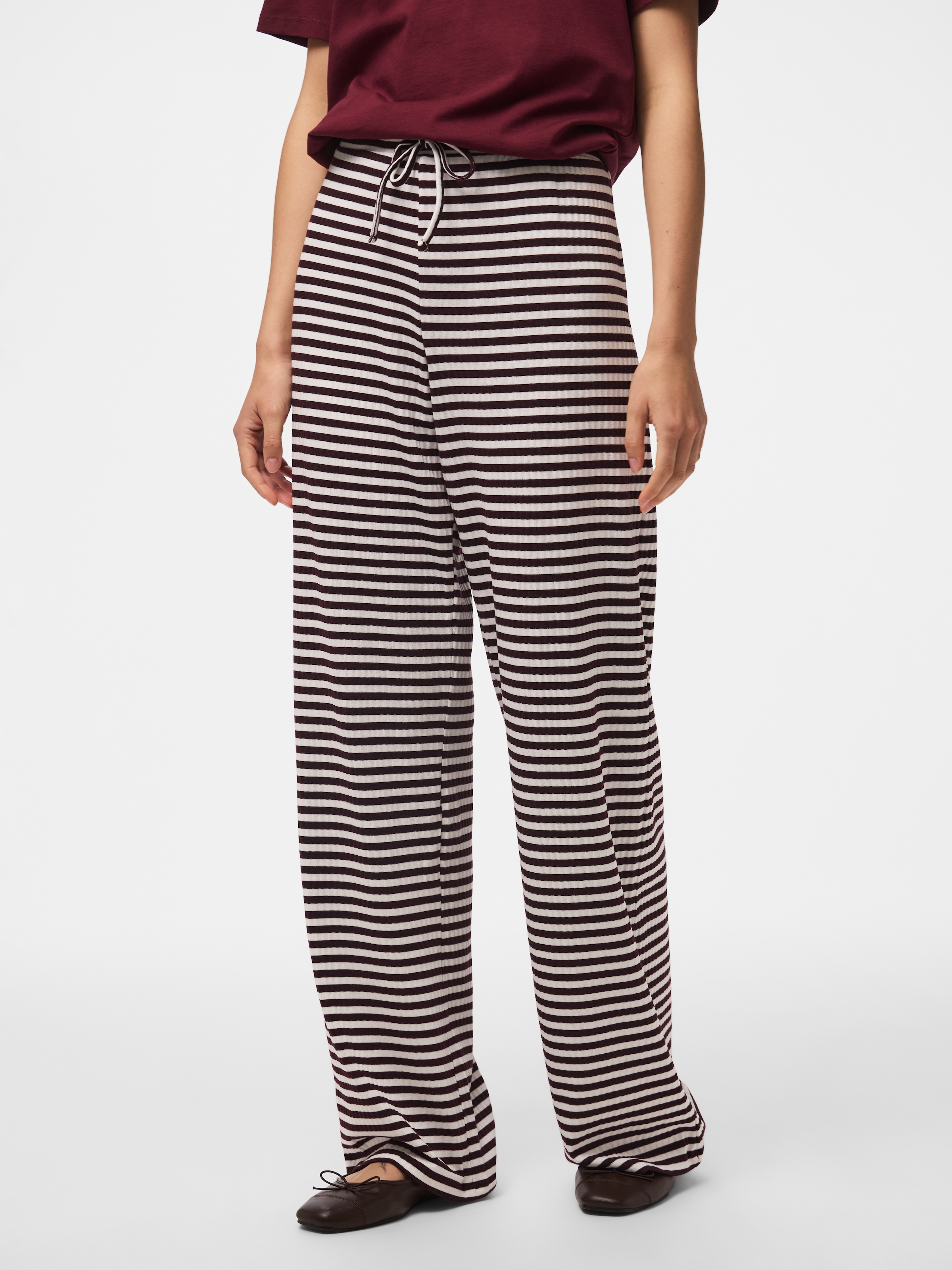 pieces Jerseyhose "PCLAYA MW WIDE PANTS JRS NOOS" Materialmix, regular fit