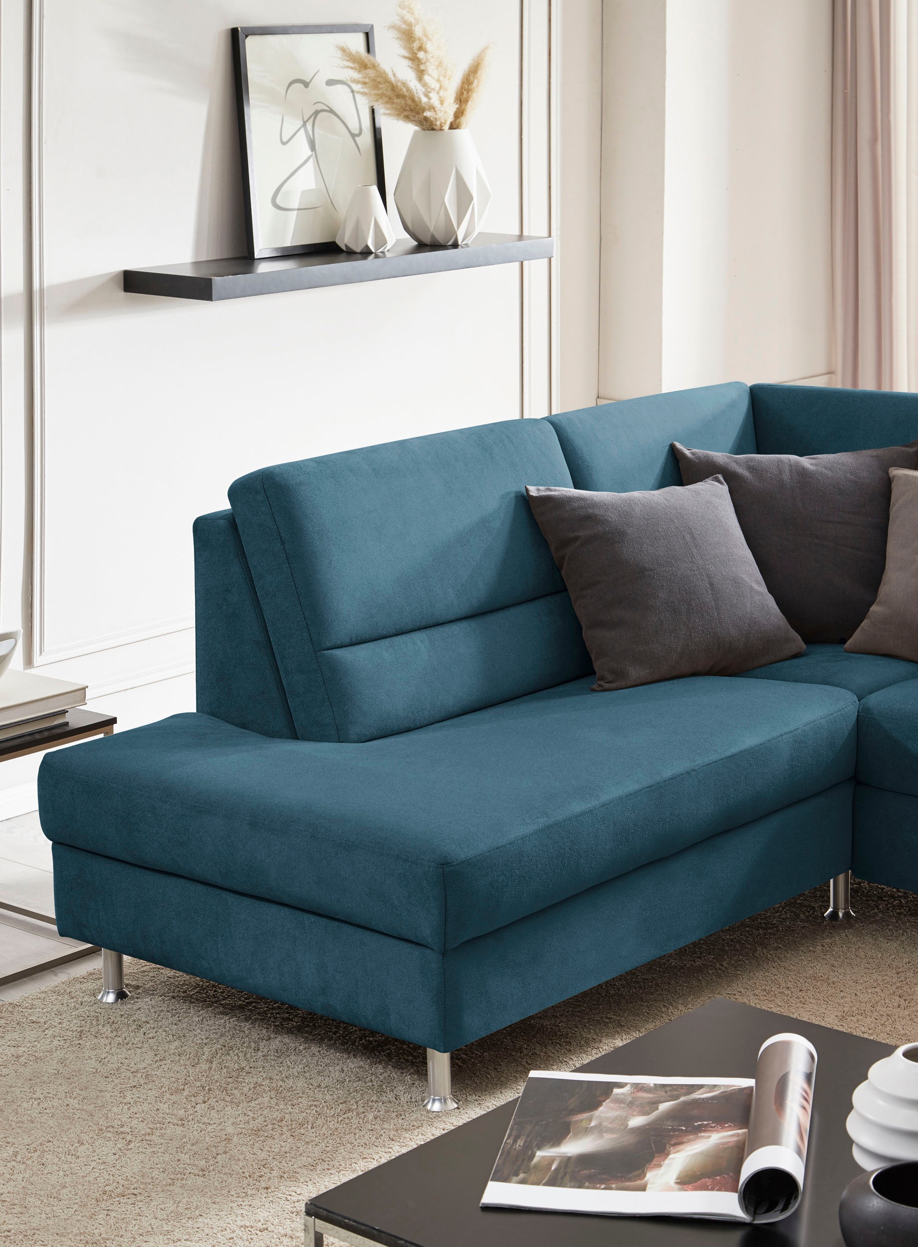 CALIZZA INTERIORS Ecksofa »Onyx L-Form«, Ottomane links oder rechts, wahlweise mit Bettfunktion, Breite 257 cm