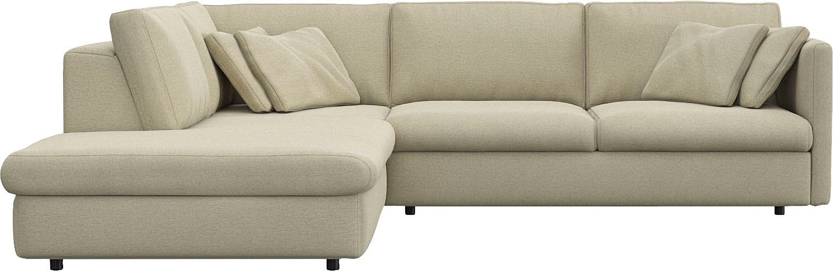 FLEXLUX Ecksofa "Lovane, elegant und zeitlos, bequem, L-Form" Weich & anschmiegsam, große Sitztiefe auf Kaltschaum, Dekokissen inkl.